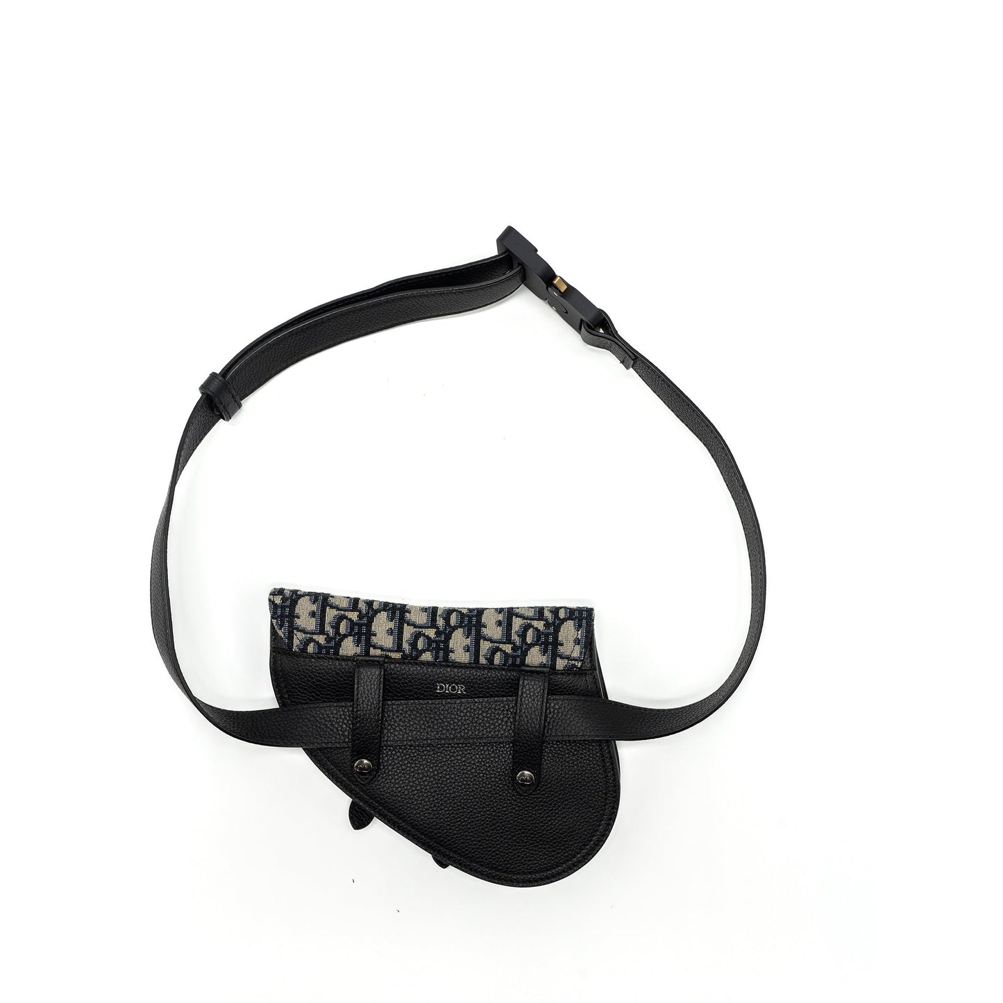 Dior saddle belt Purse blue dior oblique jacquard black hardware