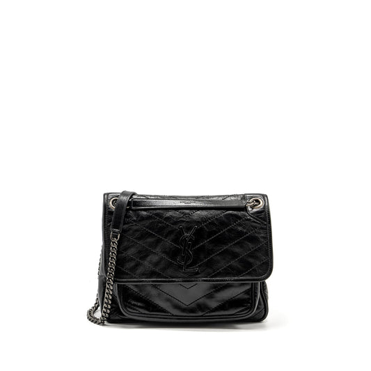 Saint Laurent Medium Niki Calfskin Black Ruthenium Hardware