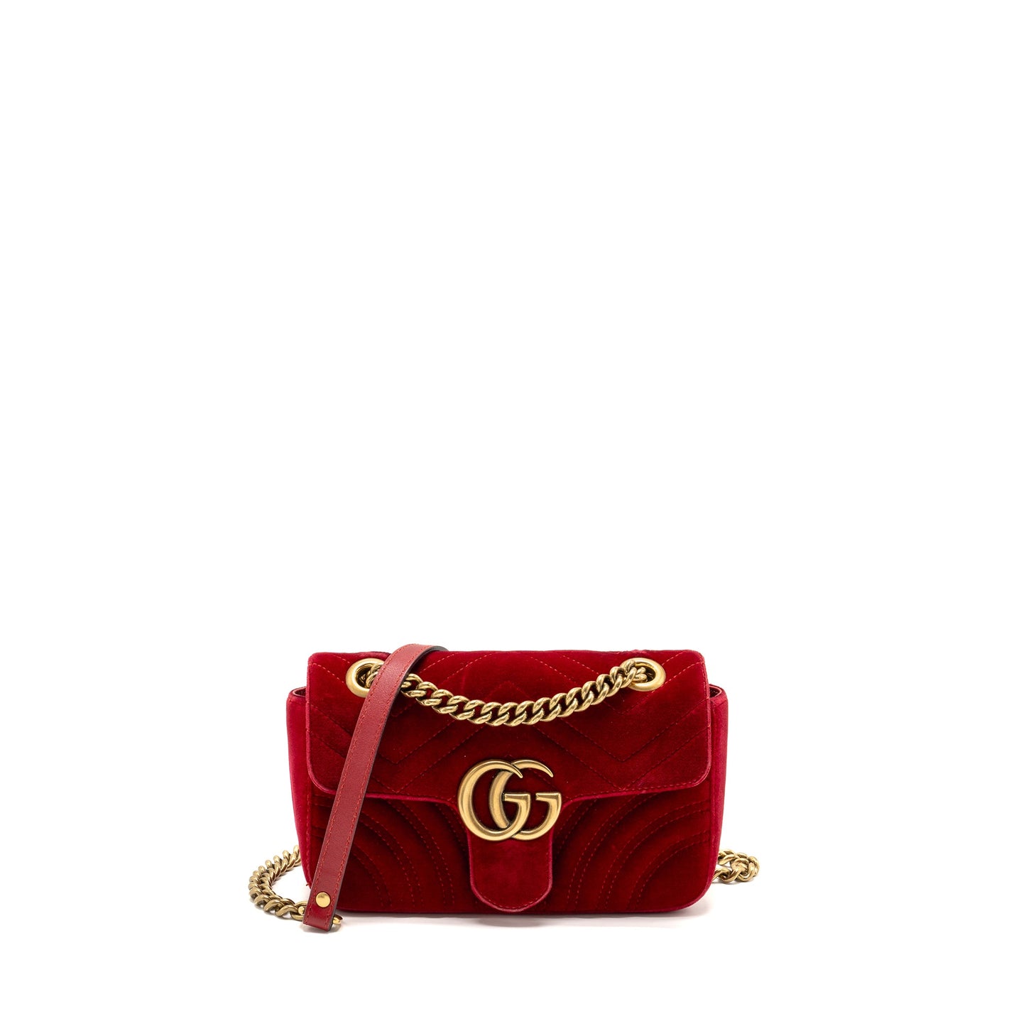 Gucci Small Marmont Purse Velvet Red