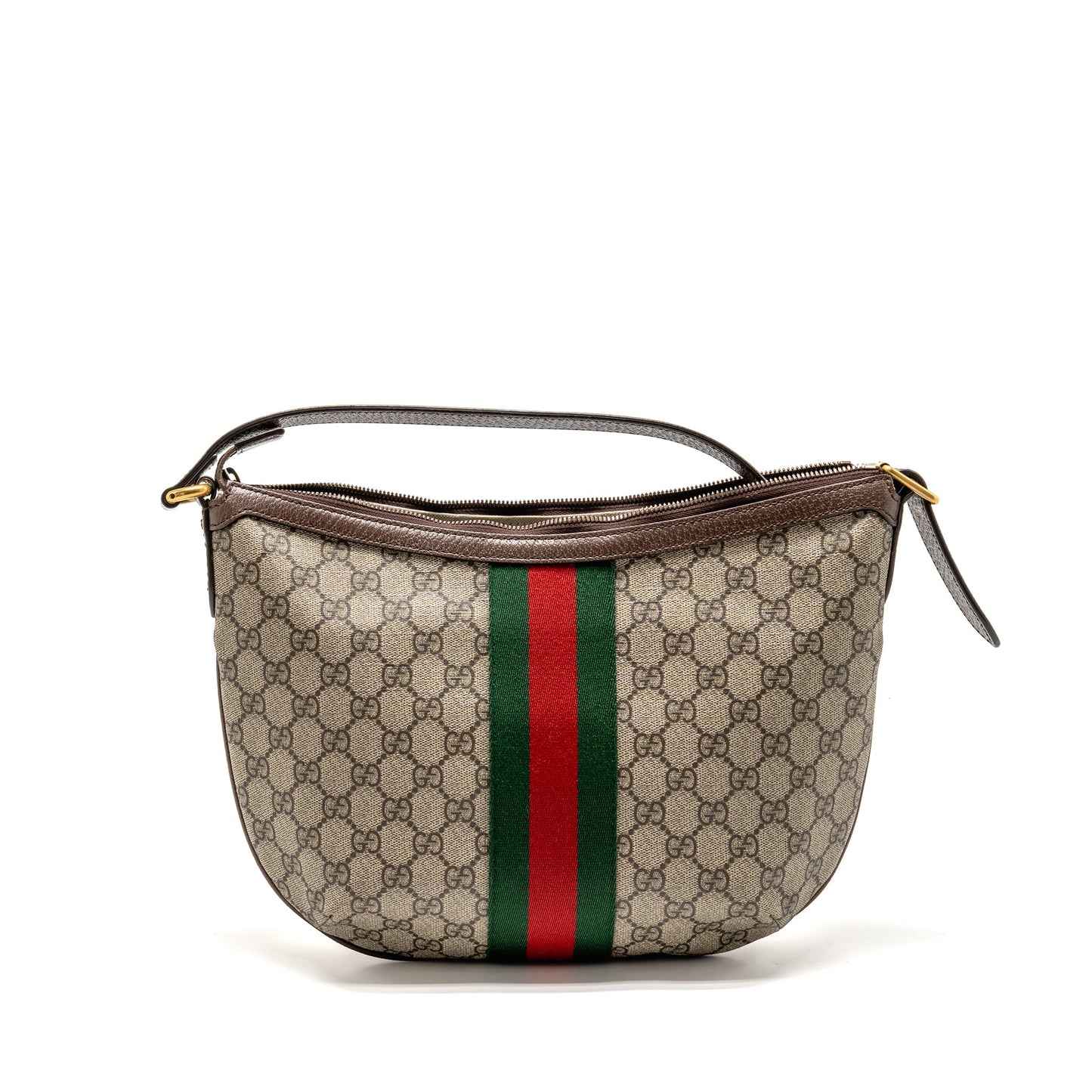 Gucci Small Ophidia Half Moon Crossbody Hobo Purse Supreme Canvas