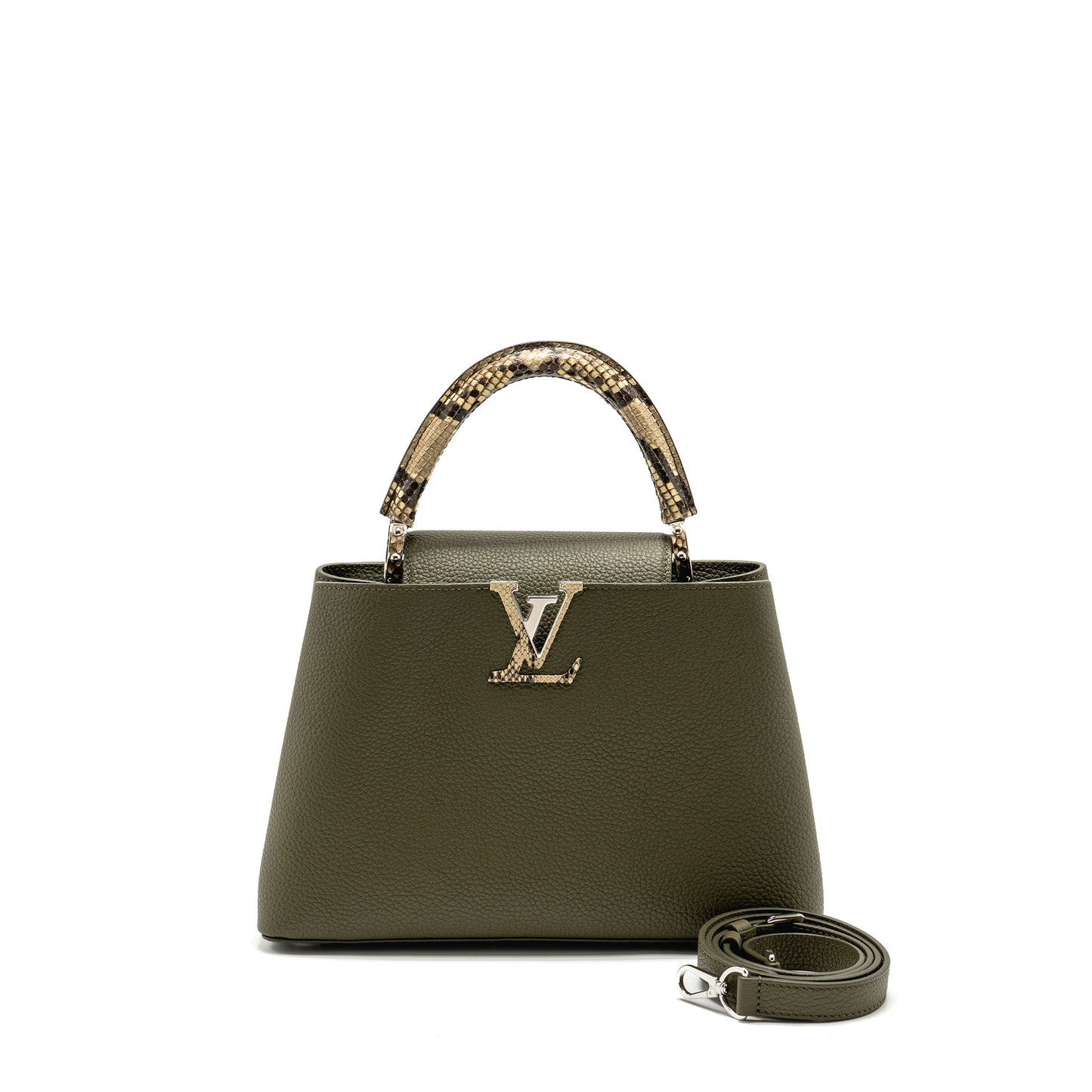 Louis Vuitton Capucines calfskin / python handle multicolor olive greeen / natural