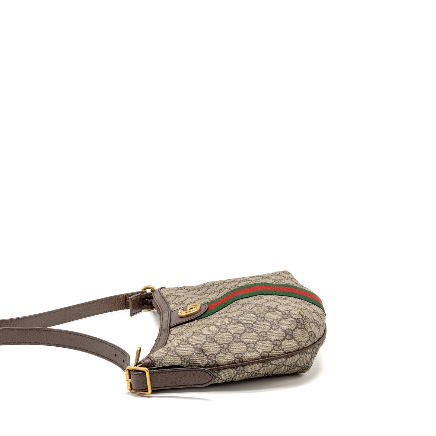 Gucci Small Ophidia Half Moon Crossbody Hobo Purse Supreme Canvas