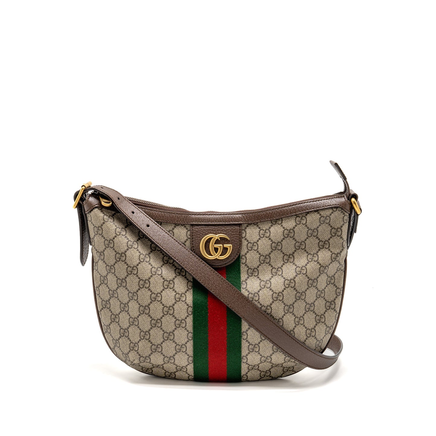 Gucci Small Ophidia Half Moon Crossbody Hobo Purse Supreme Canvas