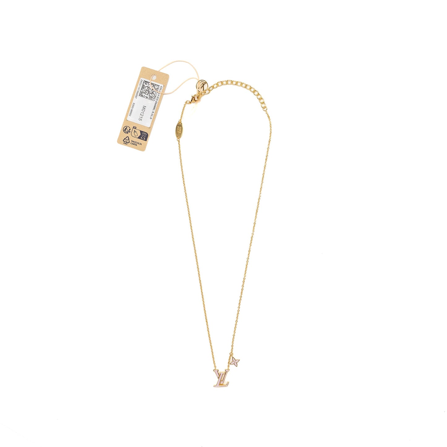 Louis Vuitton Iconic Enamel Necklace light pink gold tone