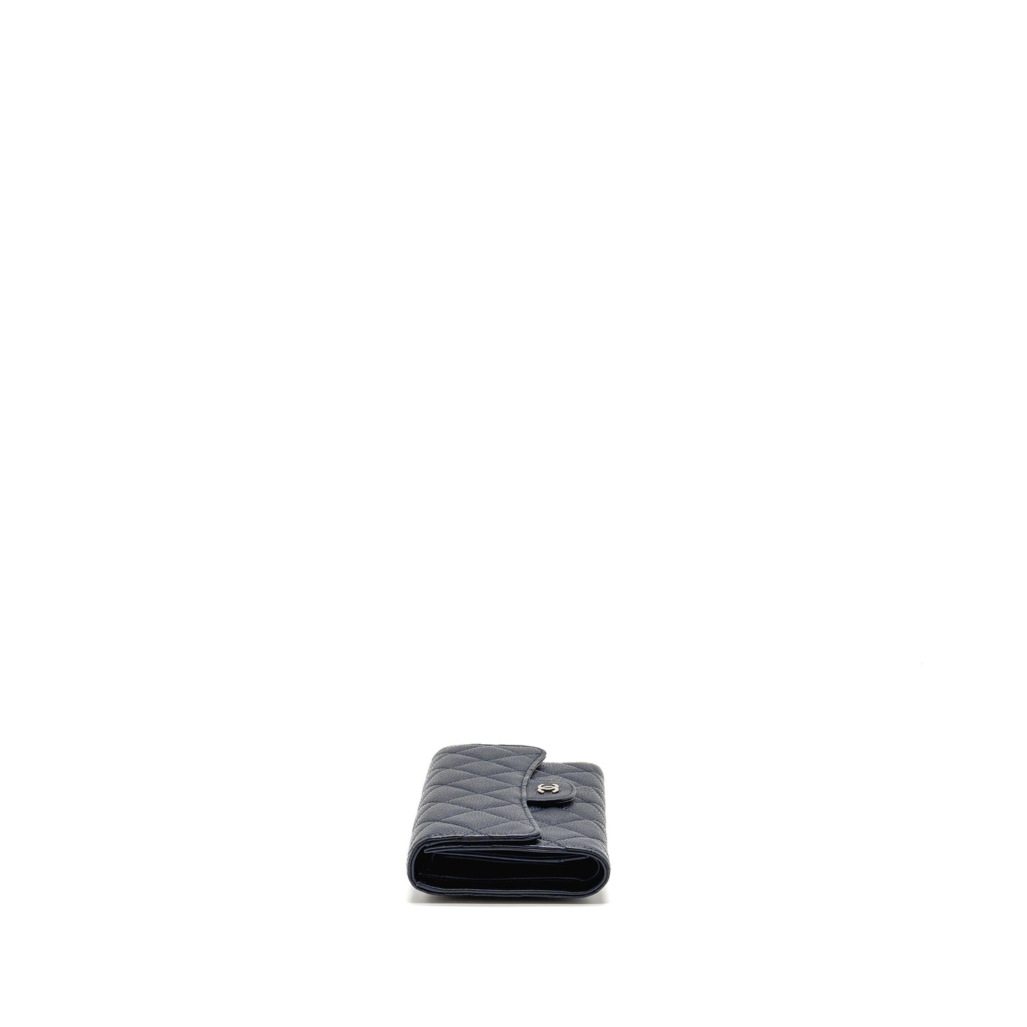 Chanel Classic Flap Long Wallet Caviar Dark Blue SHW