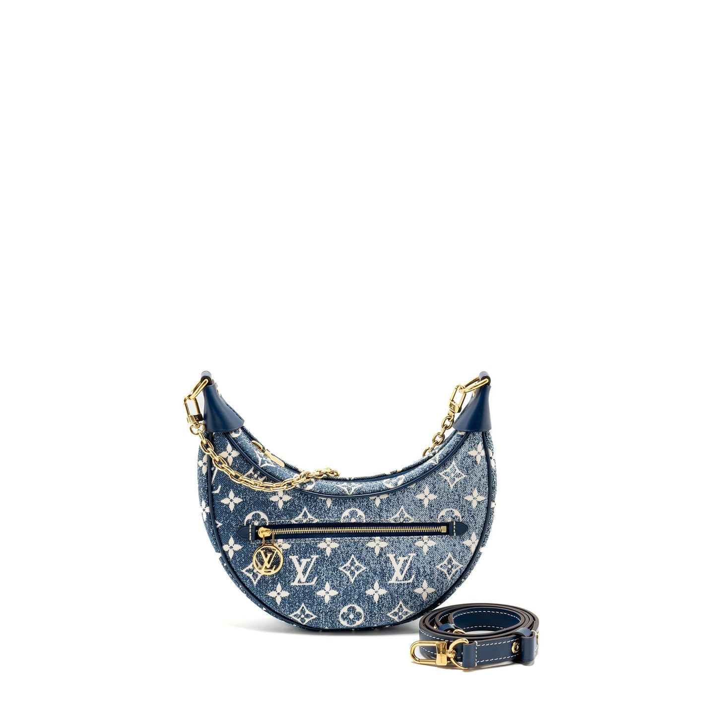 Louis Vuitton Half-Moon Loop Baguette Purse Denim Blue