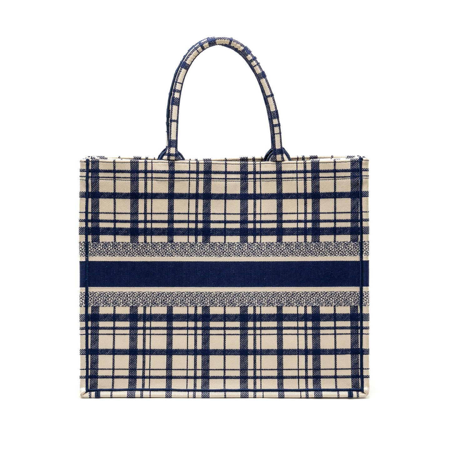 Large Book Tote Linen Blue Canvas