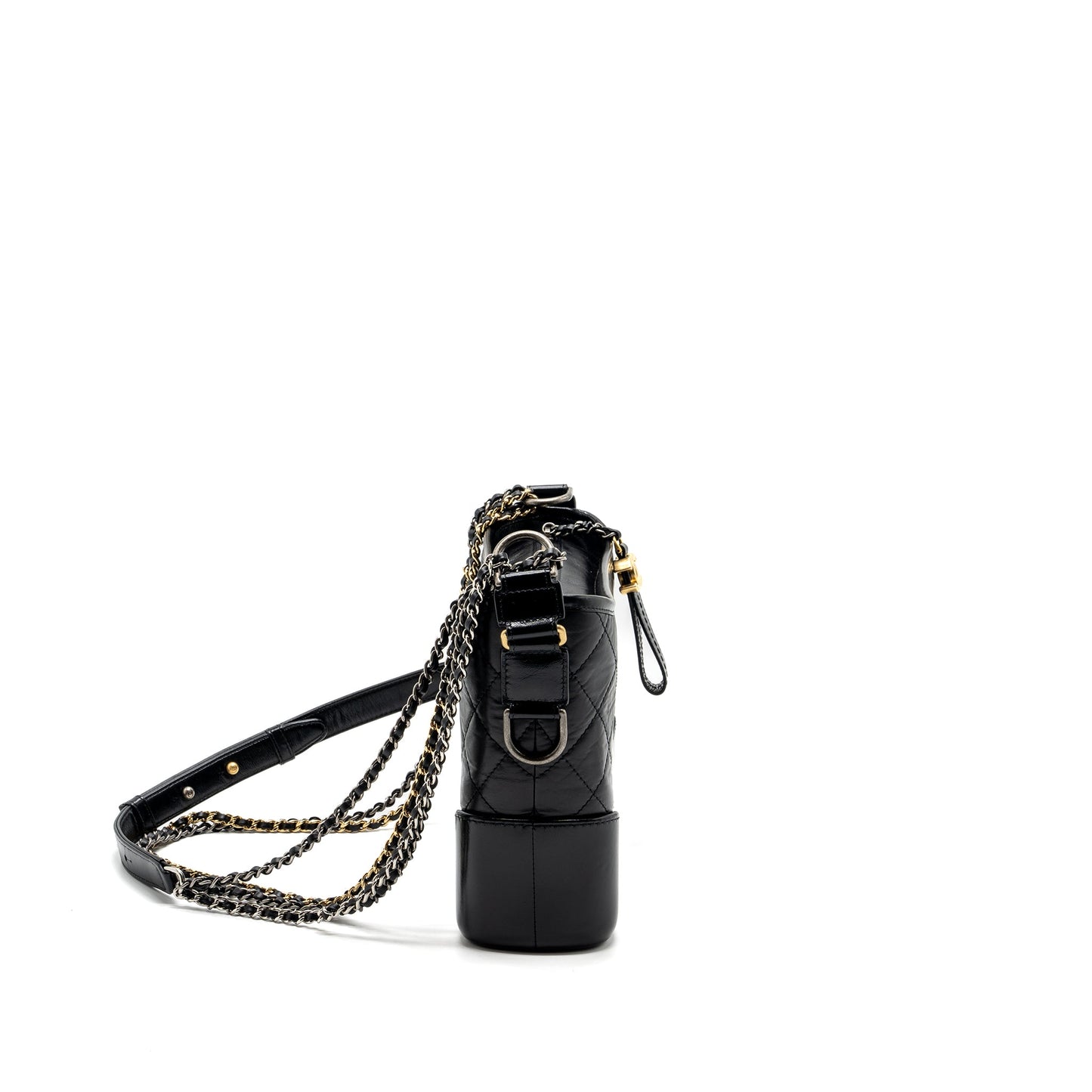 Chanel new medium Gabrielle hobo bag calfskin black multicolour hardware (microchip)