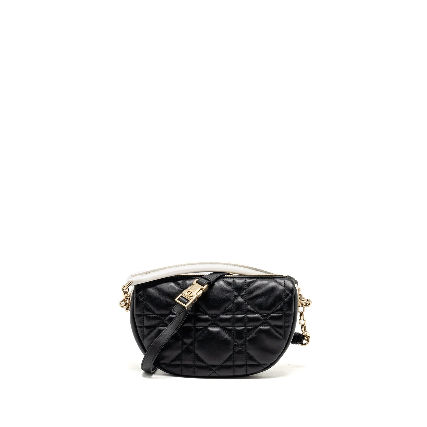 Dior Small Vibe Hobo Purse Cannage Lambskin Black/White