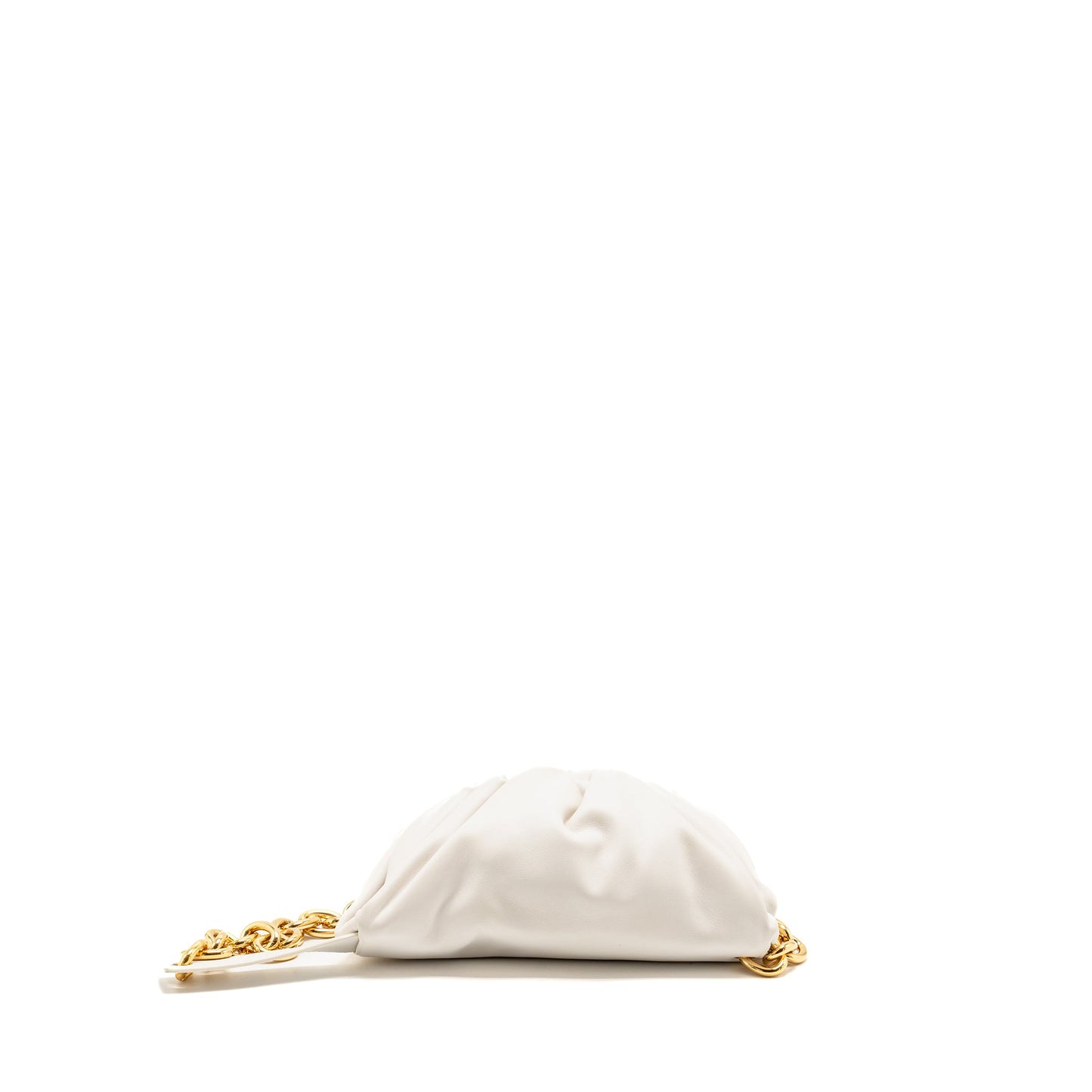 Bottega Veneta The Belt Chain Pouch Purse Calfskin White
