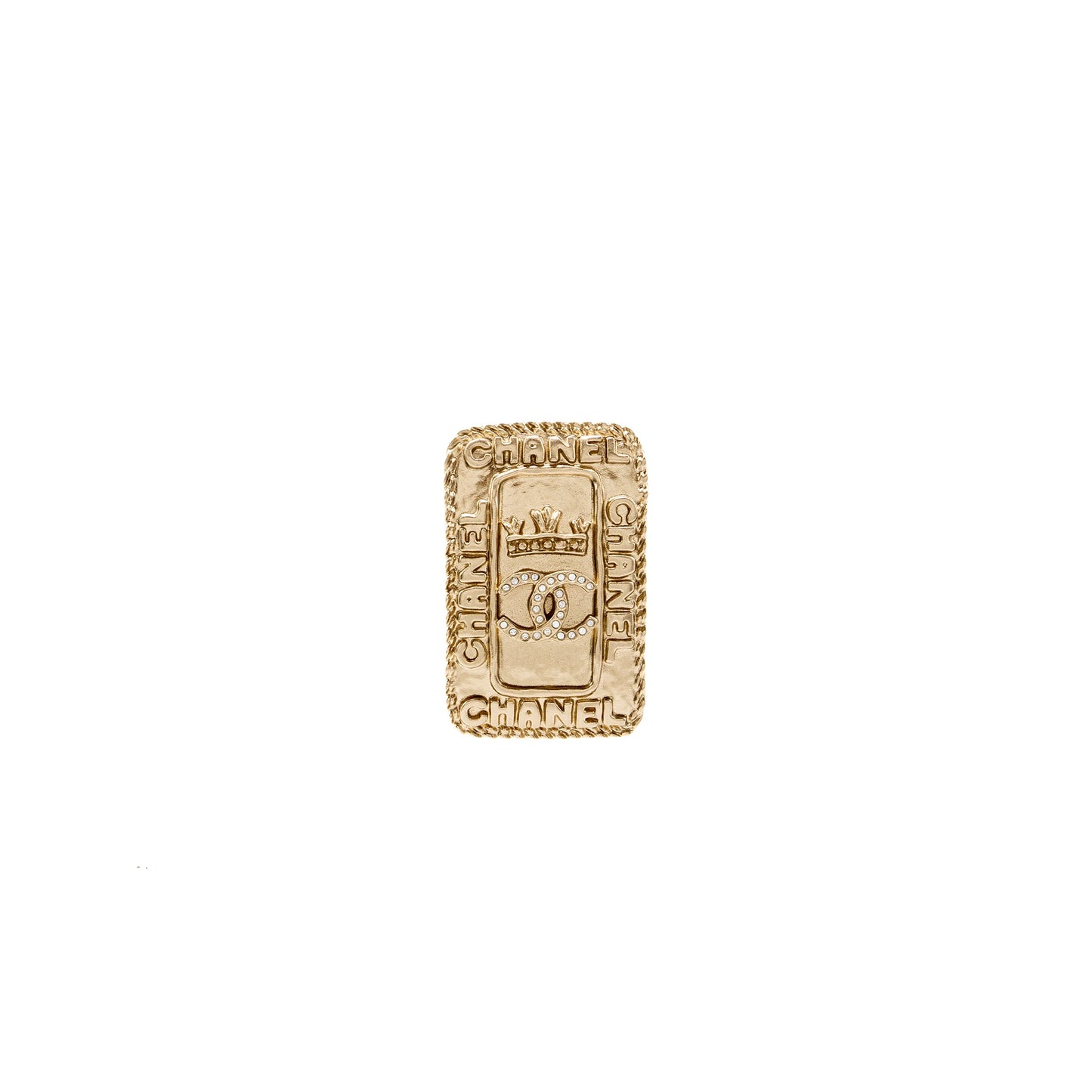 Chanel CC Logo And Crown Brooch Crystal LGHW
