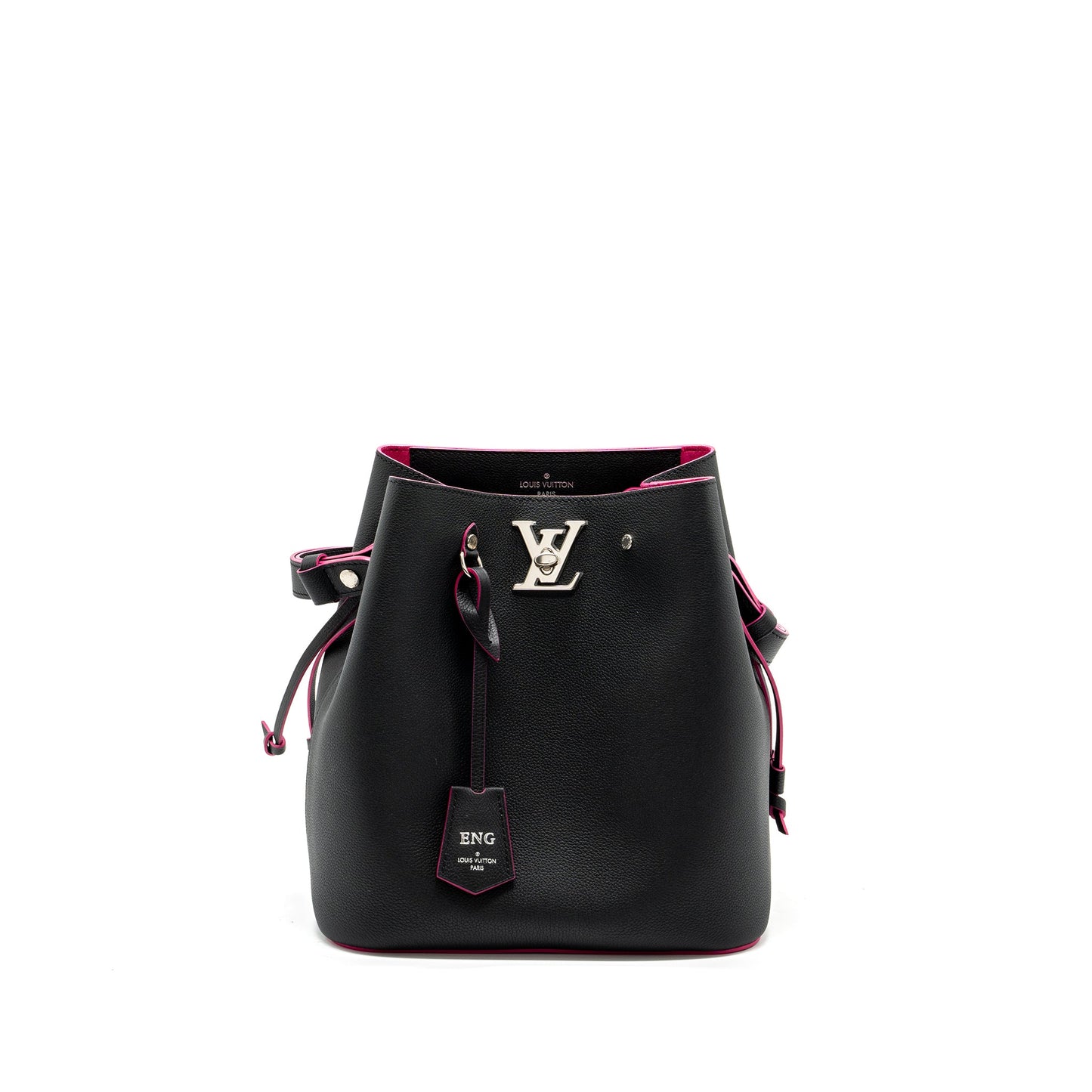 Louis Vuitton Lockme Bucket Purse Calfskin Black/Pink