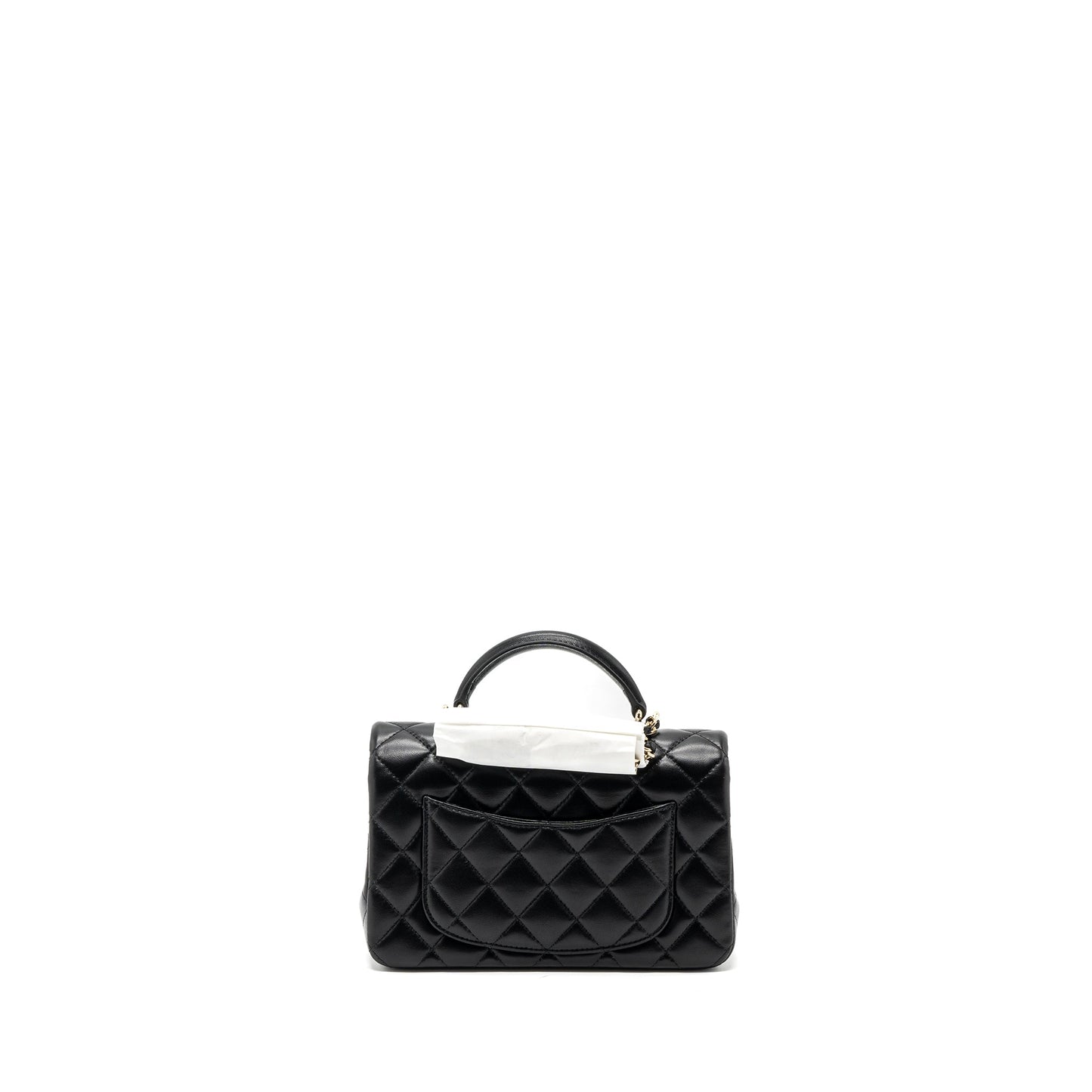 Chanel top handle mini rectangular flap bag lambskin black LGHW (microchip)