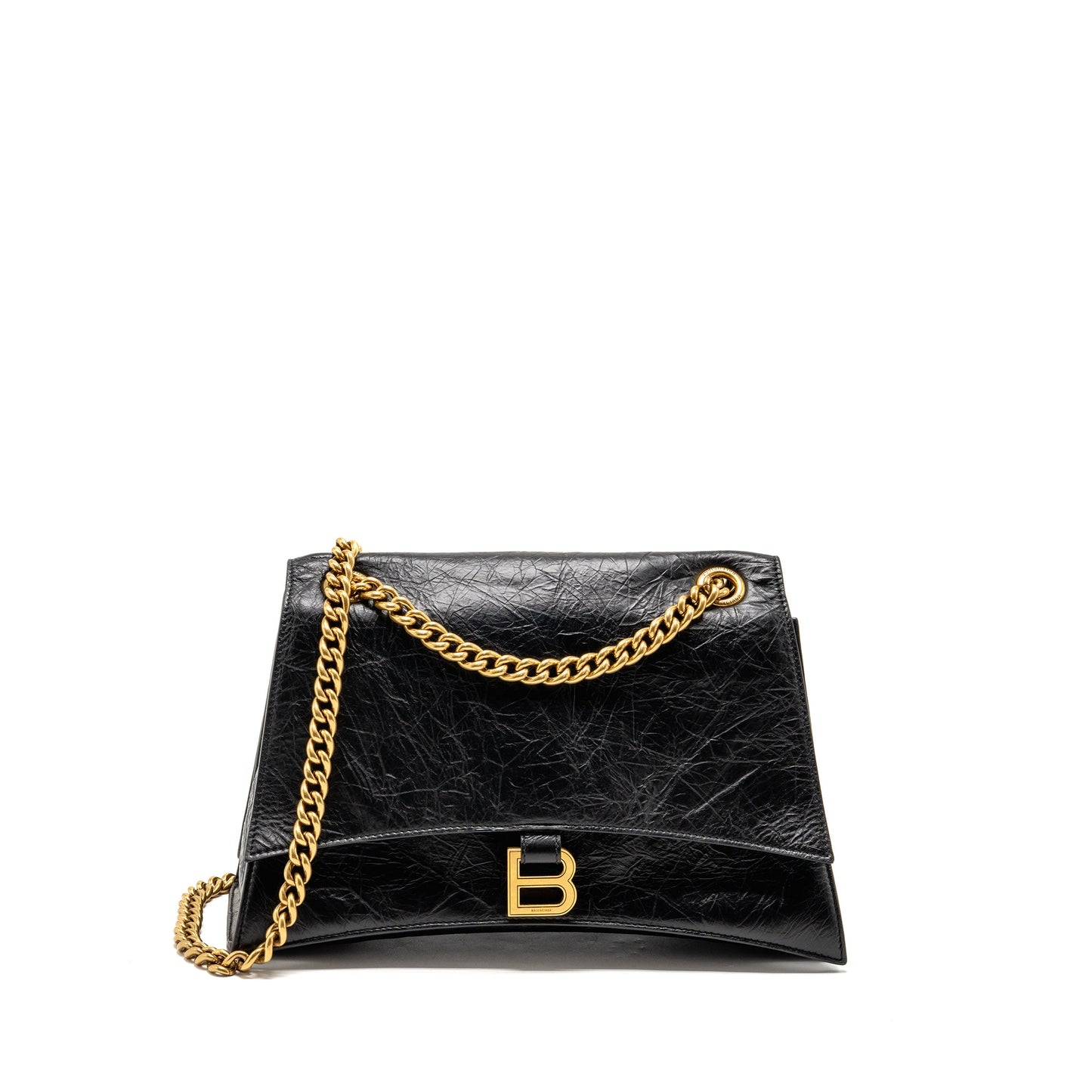 Balenciaga Medium Womenâs Crush Chain Purse Calfskin Black