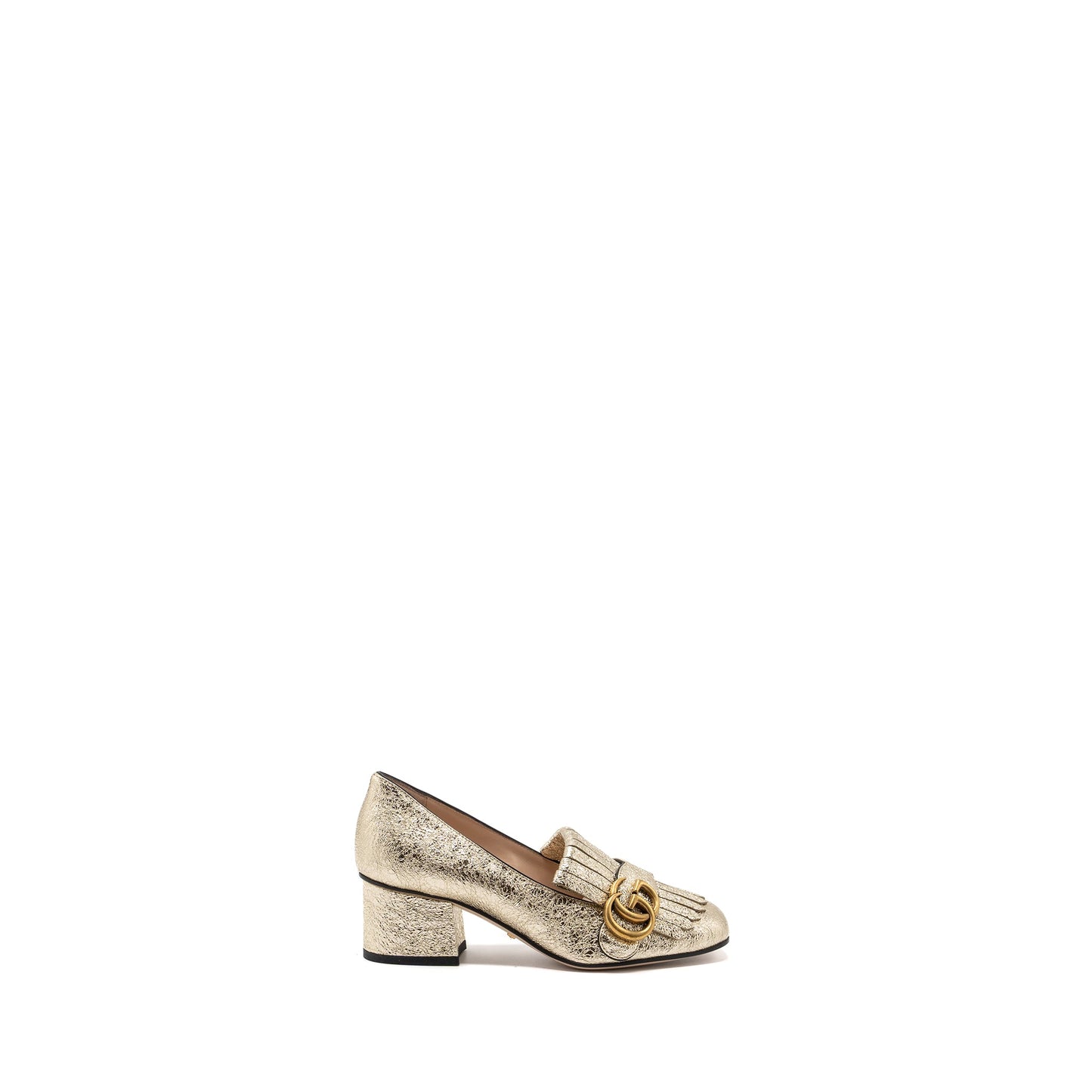Gucci Size 34 Marmont Mid Heel Pump Gold