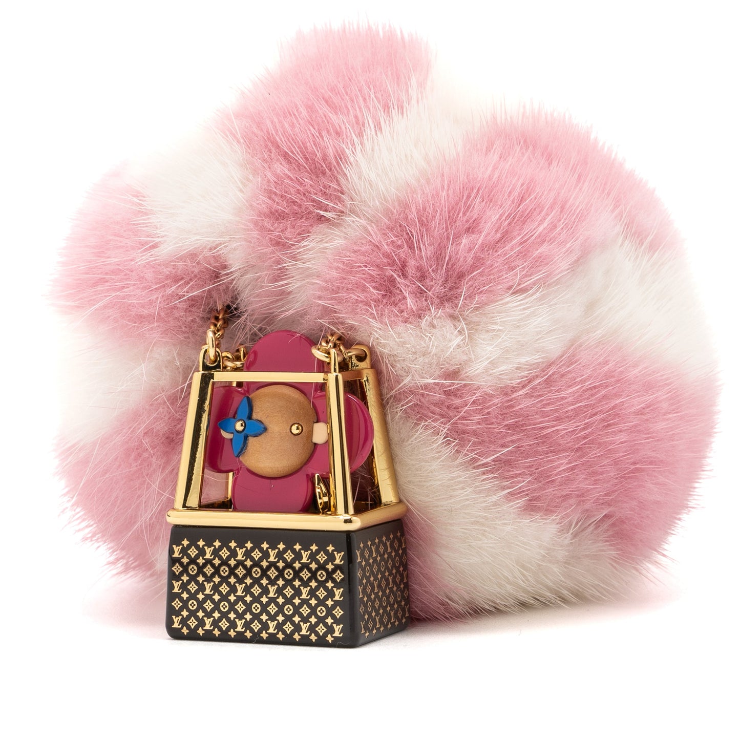 Louis Vuitton Vivienne hot air ballon Purse charm / key ring fur multicolour
