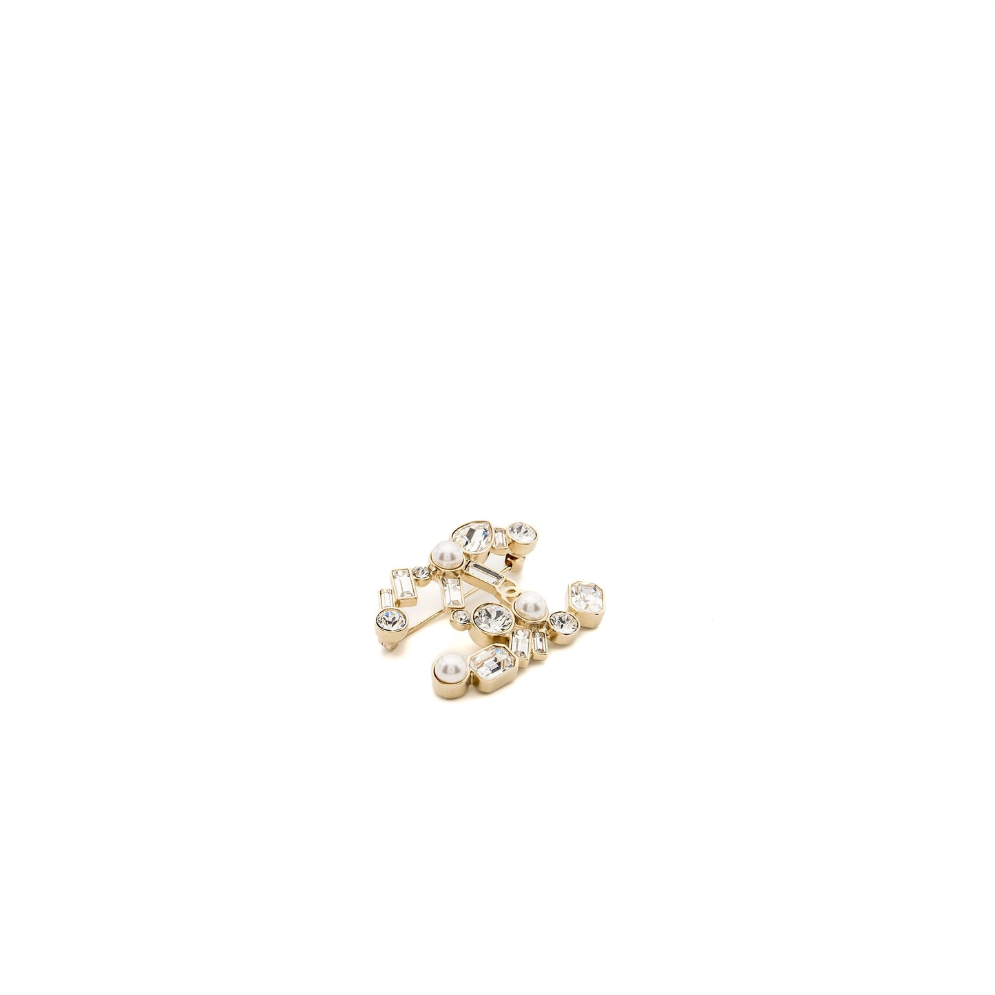 Chanel CC logo brooch Crystal/pearl LGHW