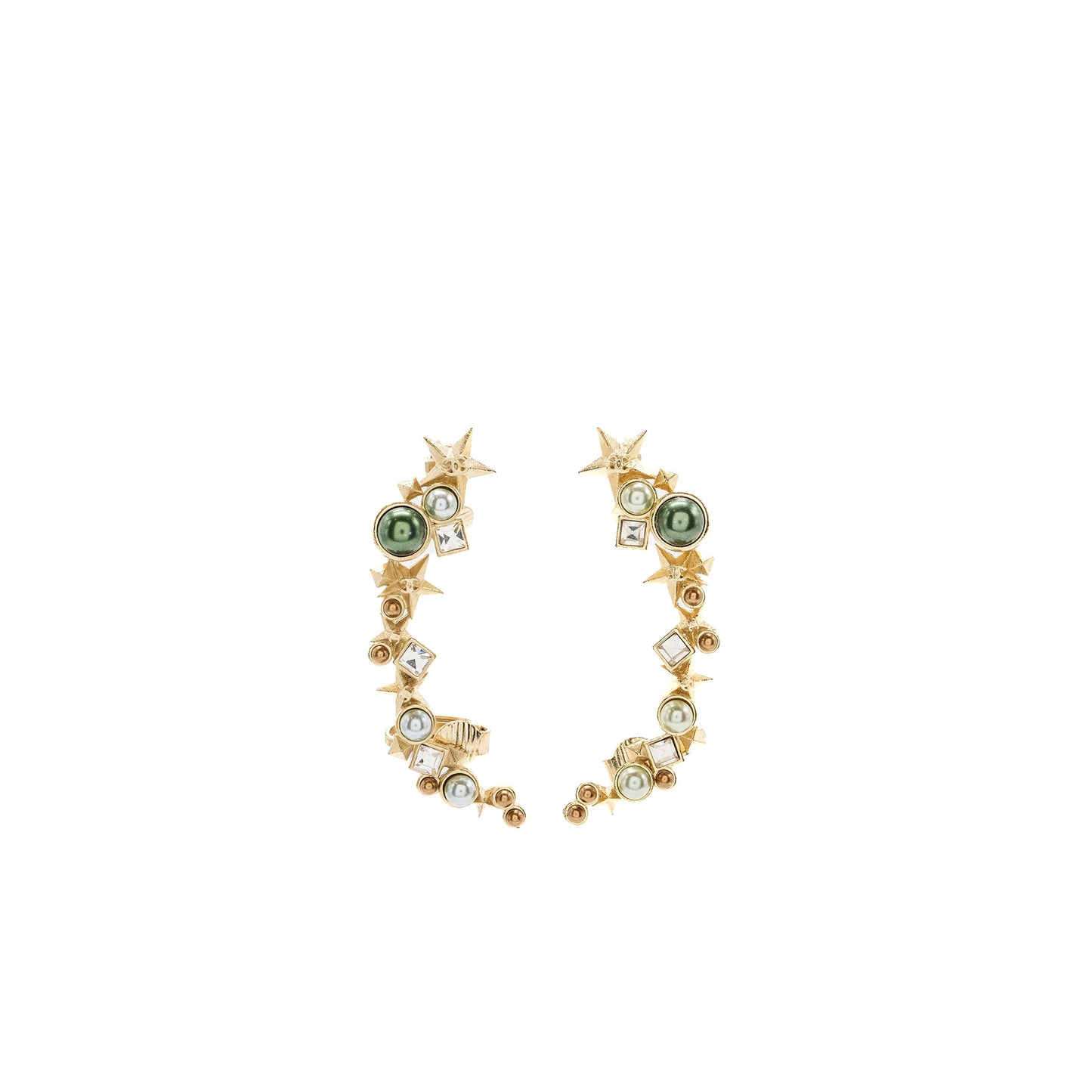 Chanel star earclips crystal/ multicolour gold tone