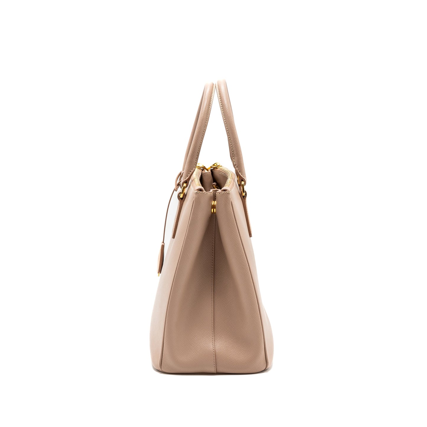 Prada Double Zip Shopping Toto Saffiano Cammeo