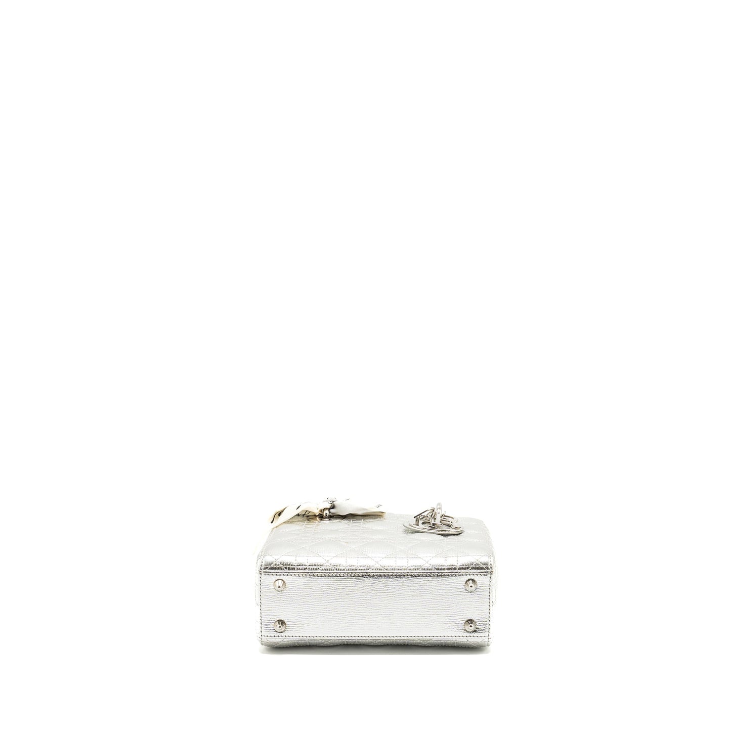 Dior Small My Lady Dior Cannage Calfskin Metallic Silver