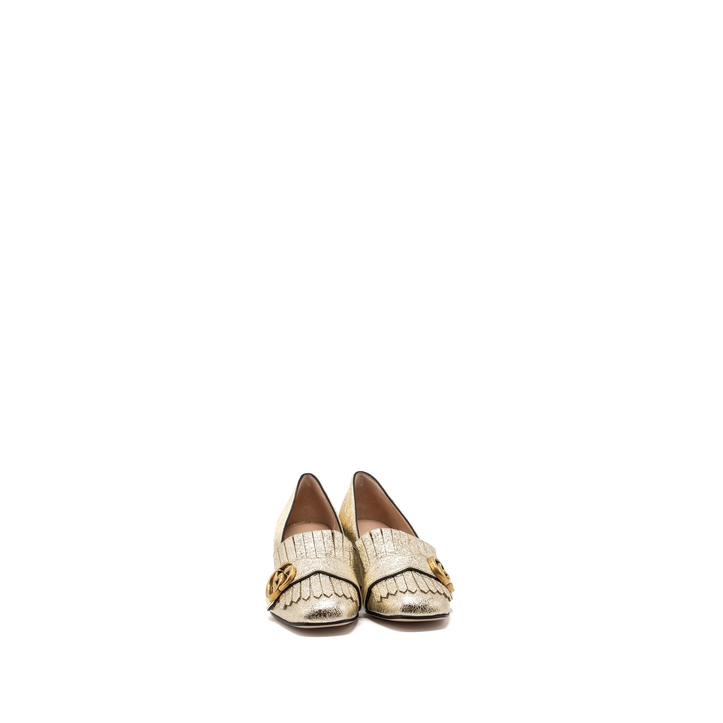 Gucci Size 34 Marmont Mid Heel Pump Gold