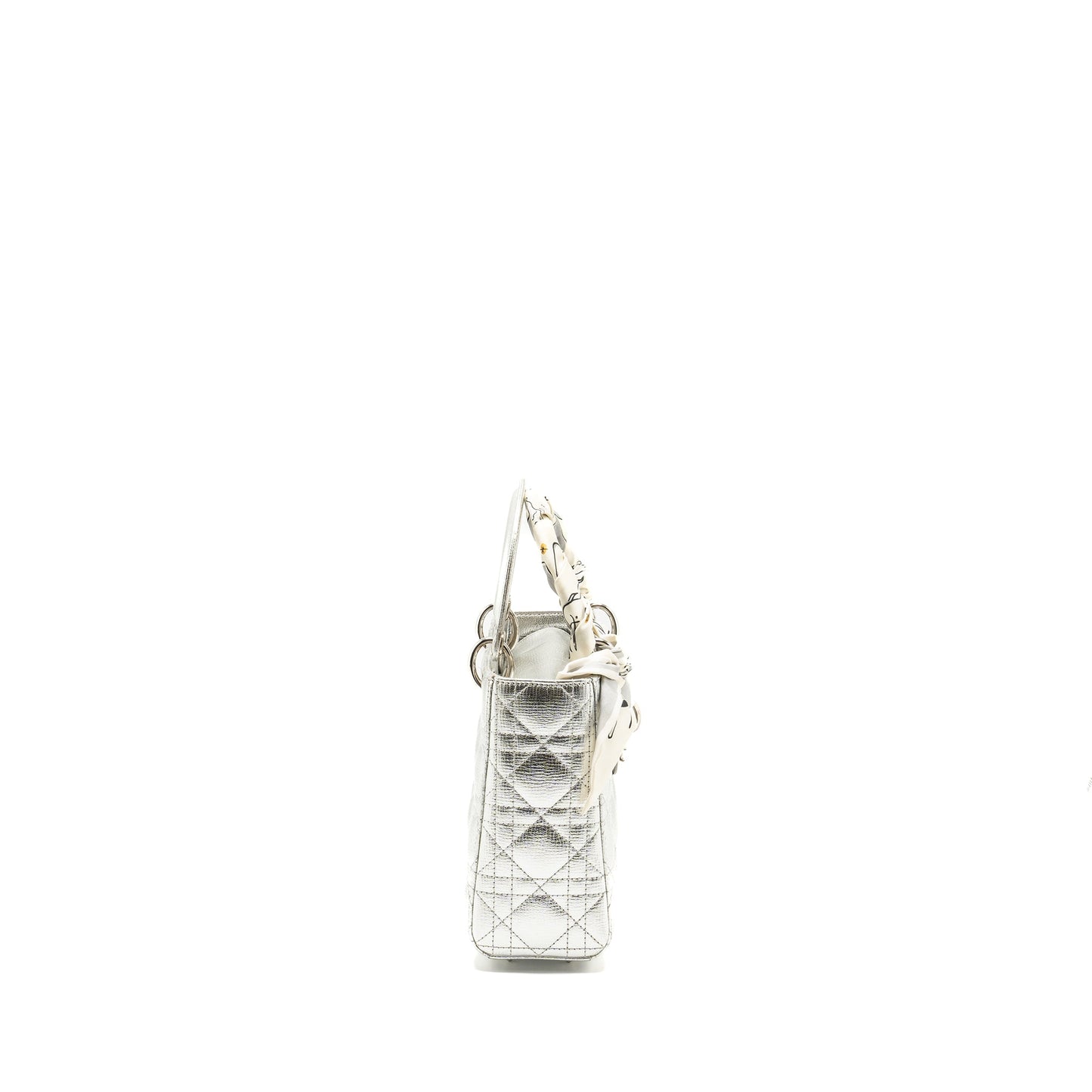 Dior Small My Lady Dior Cannage Calfskin Metallic Silver
