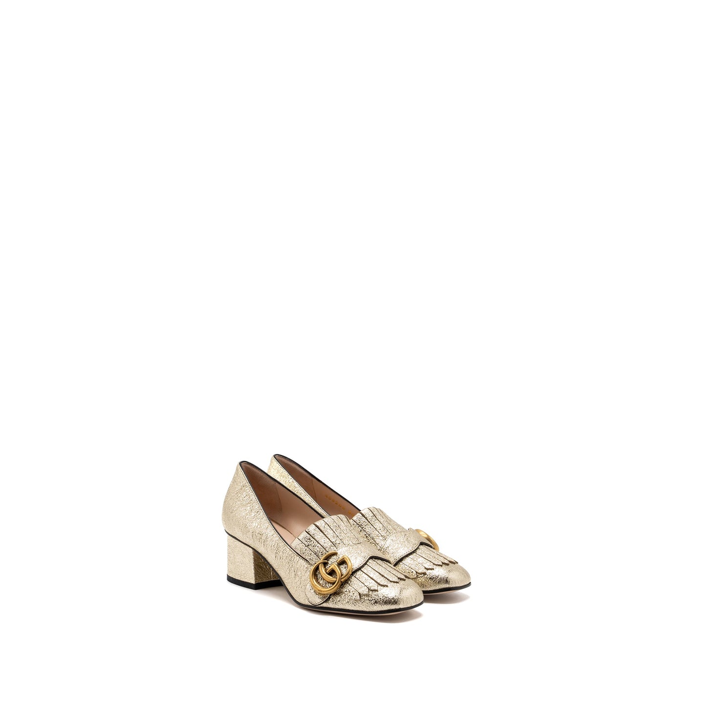 Gucci Size 34 Marmont Mid Heel Pump Gold