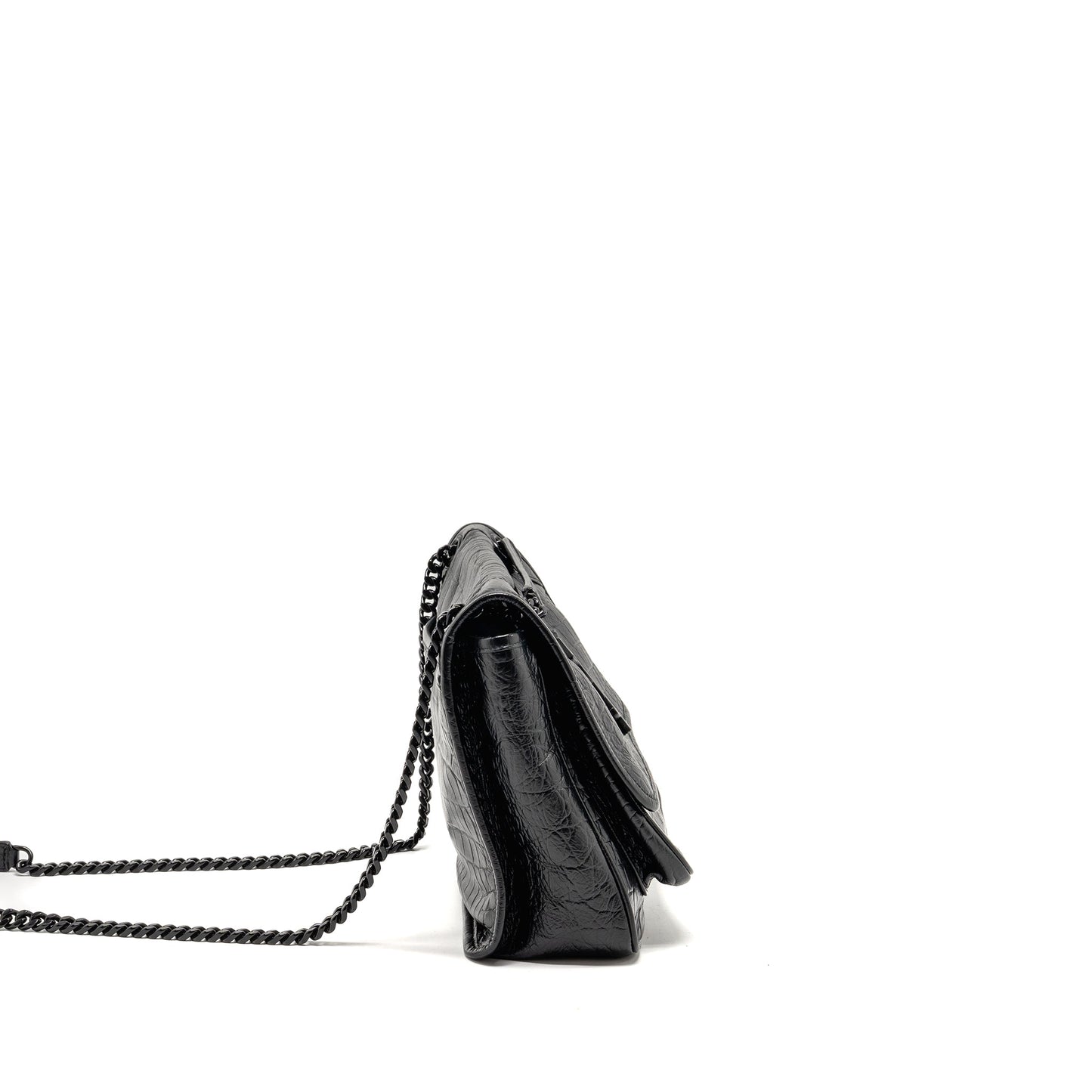 Saint Laurent/ Medium Niki Purse Crocodile-Embossed Black Calfskin Black Hardware