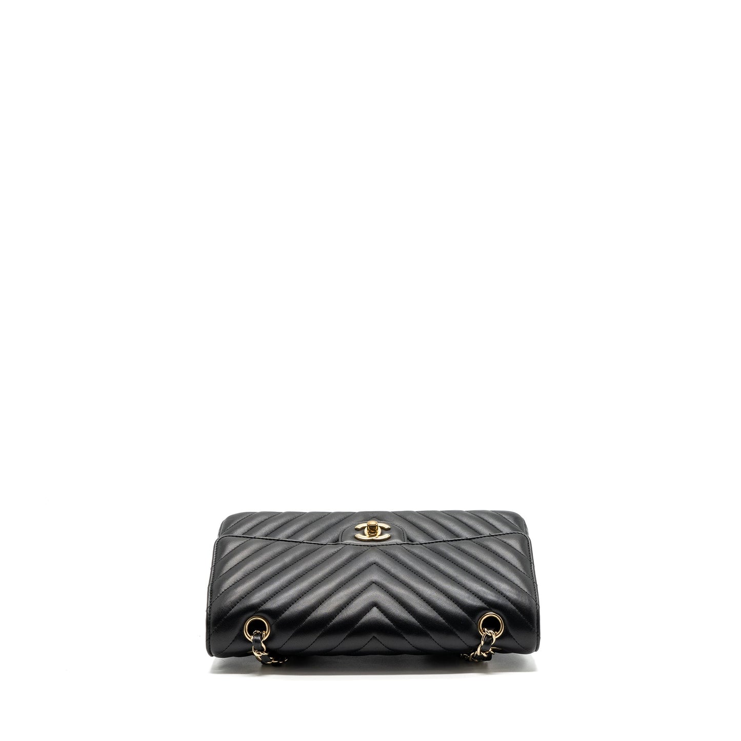 Chanel Medium Classic Double Flap Bag Lambskin Chevron Black LGHW