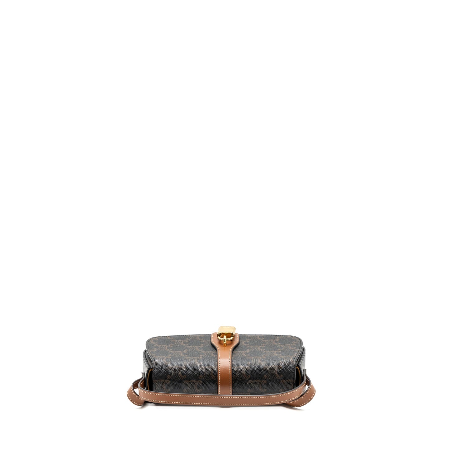 Celine Clutch On Strap Tabou Triomphe Canvas/ Calfskin Tan