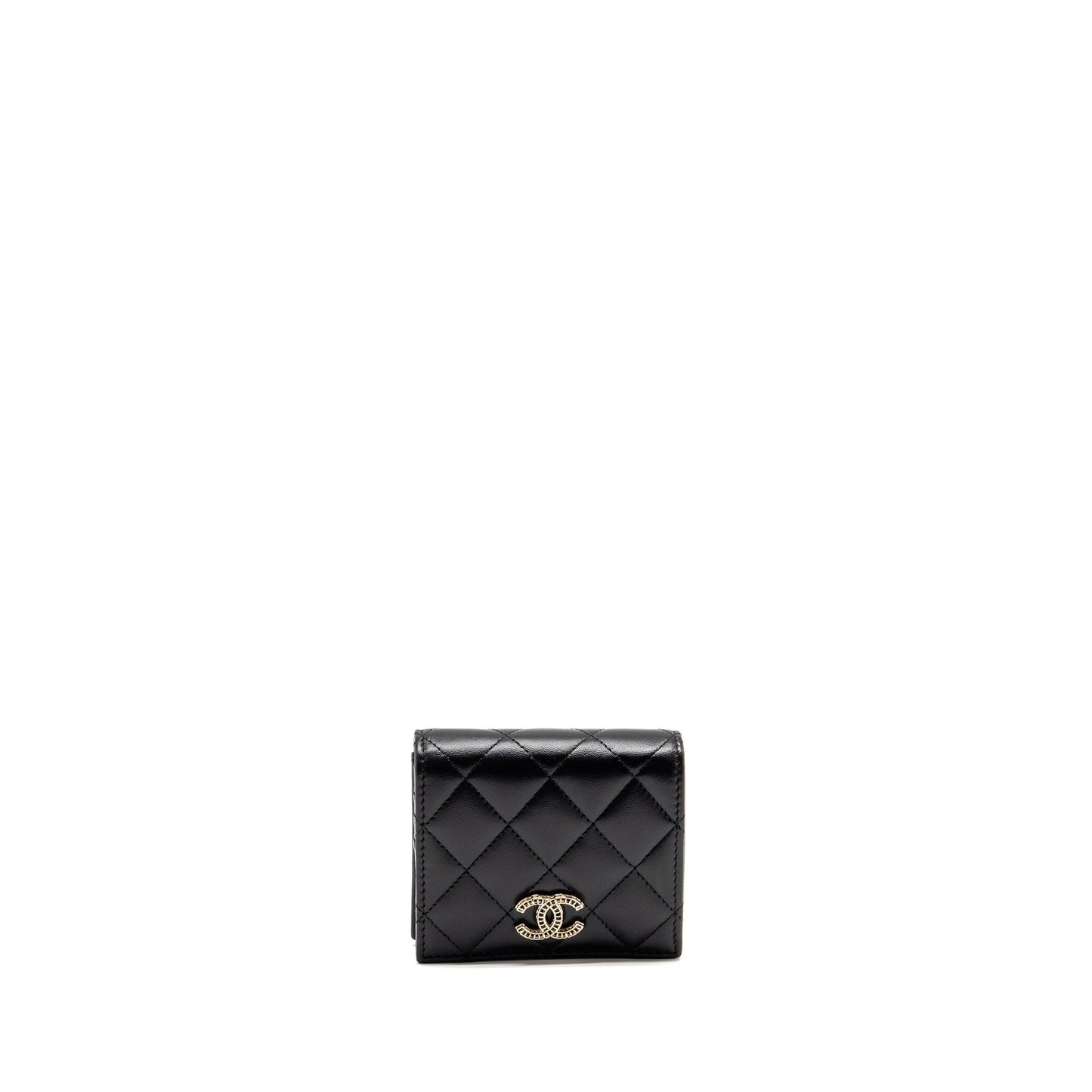 Chanel Detailed CC Logo Quilted Wallet Lambskin Black LGHW (Microchip)