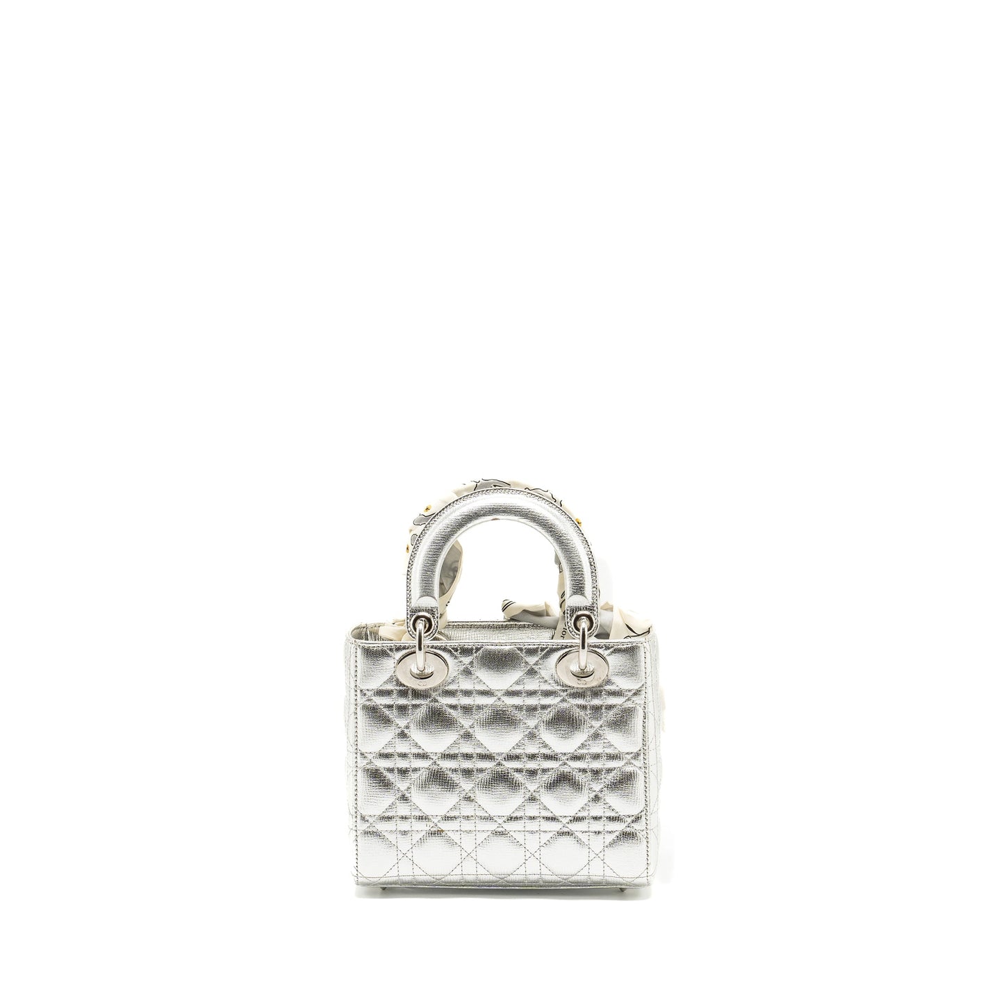 Dior Small My Lady Dior Cannage Calfskin Metallic Silver