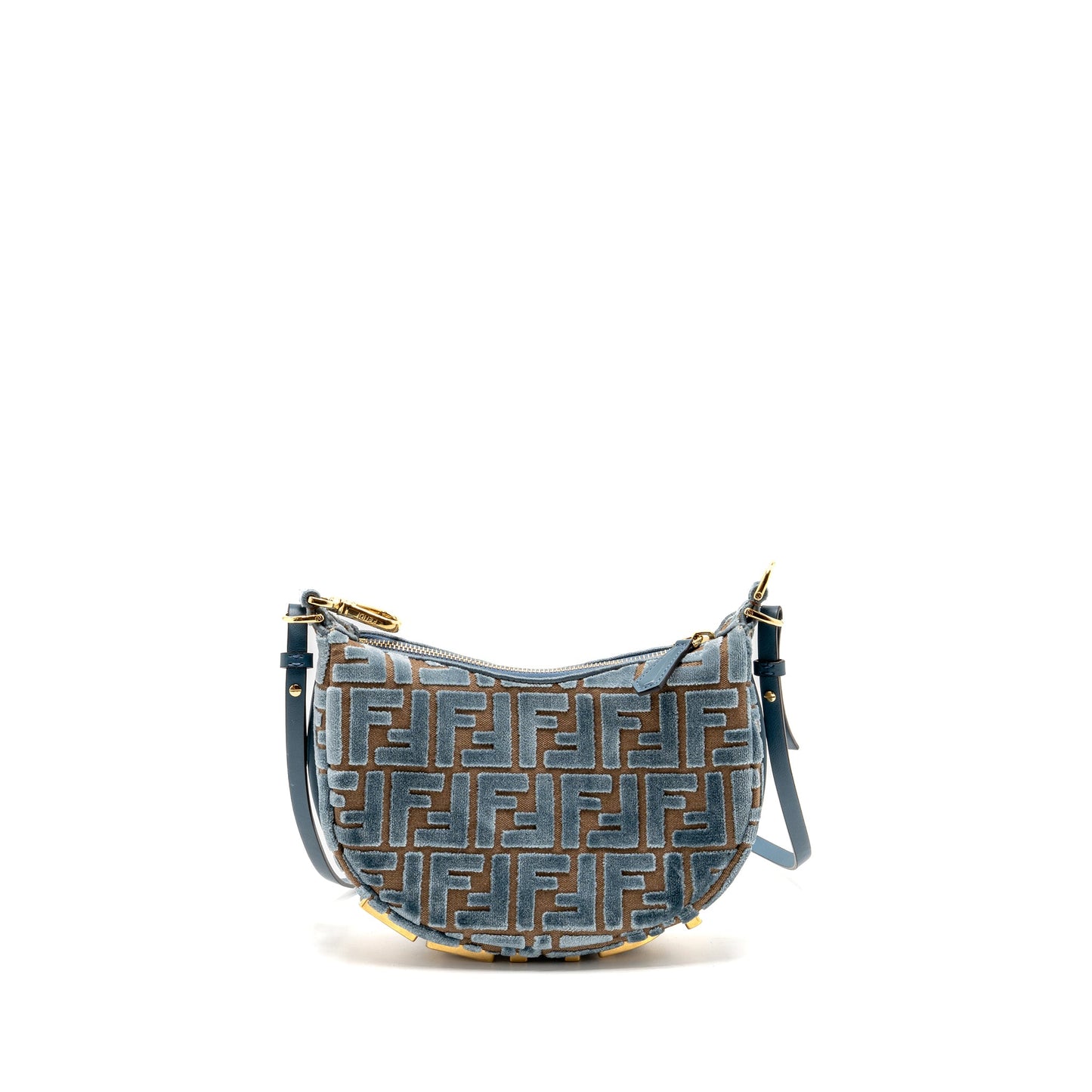 Fendi Fendigraphy Mini Purse Jacquard Velvet Light Blue/Brown