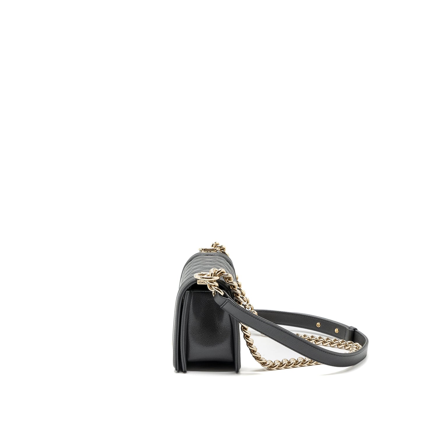 Chanel small boy bag caviar grey LGHW (microchip)