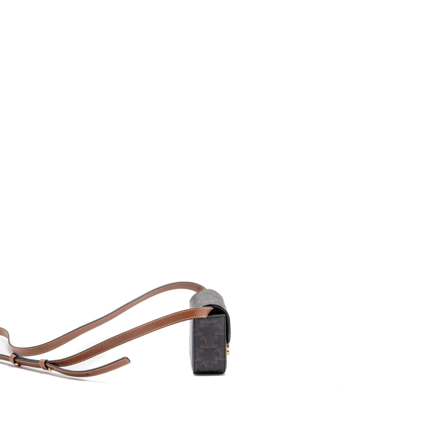 Celine Mini Claude Triomphe Canvas/ Calfskin Tan