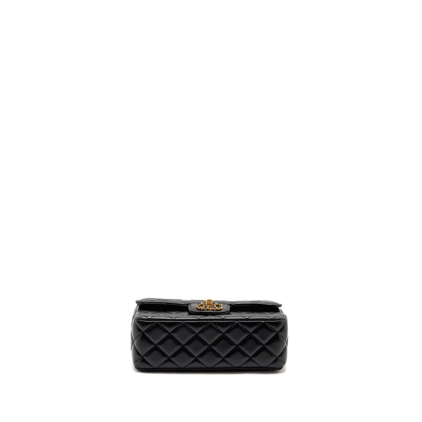 Chanel 24c Detail Top Handle Flap Bag Lambskin Black GHW (microchip)