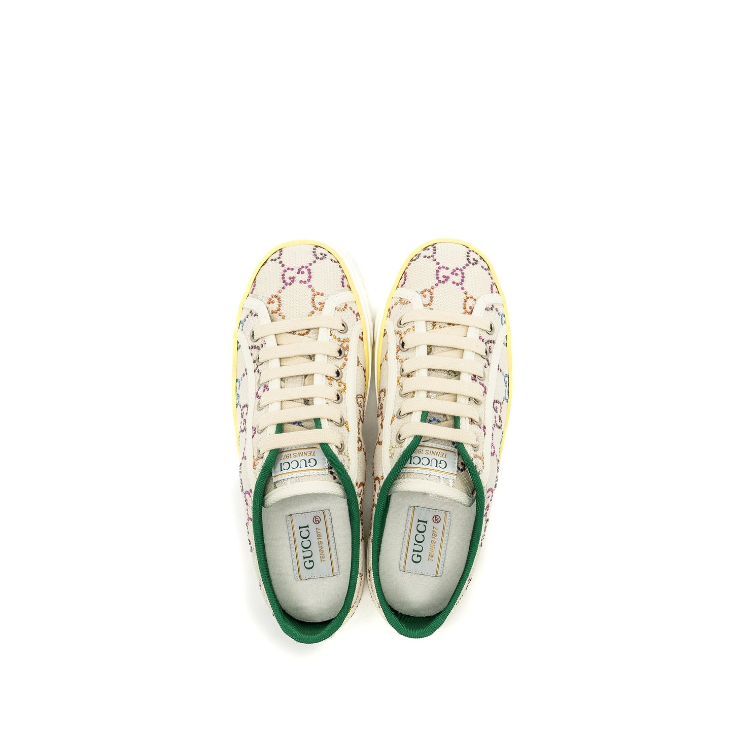 Gucci Size 37 Tennis 1977 Sneaker Logo Crystal Multicolour