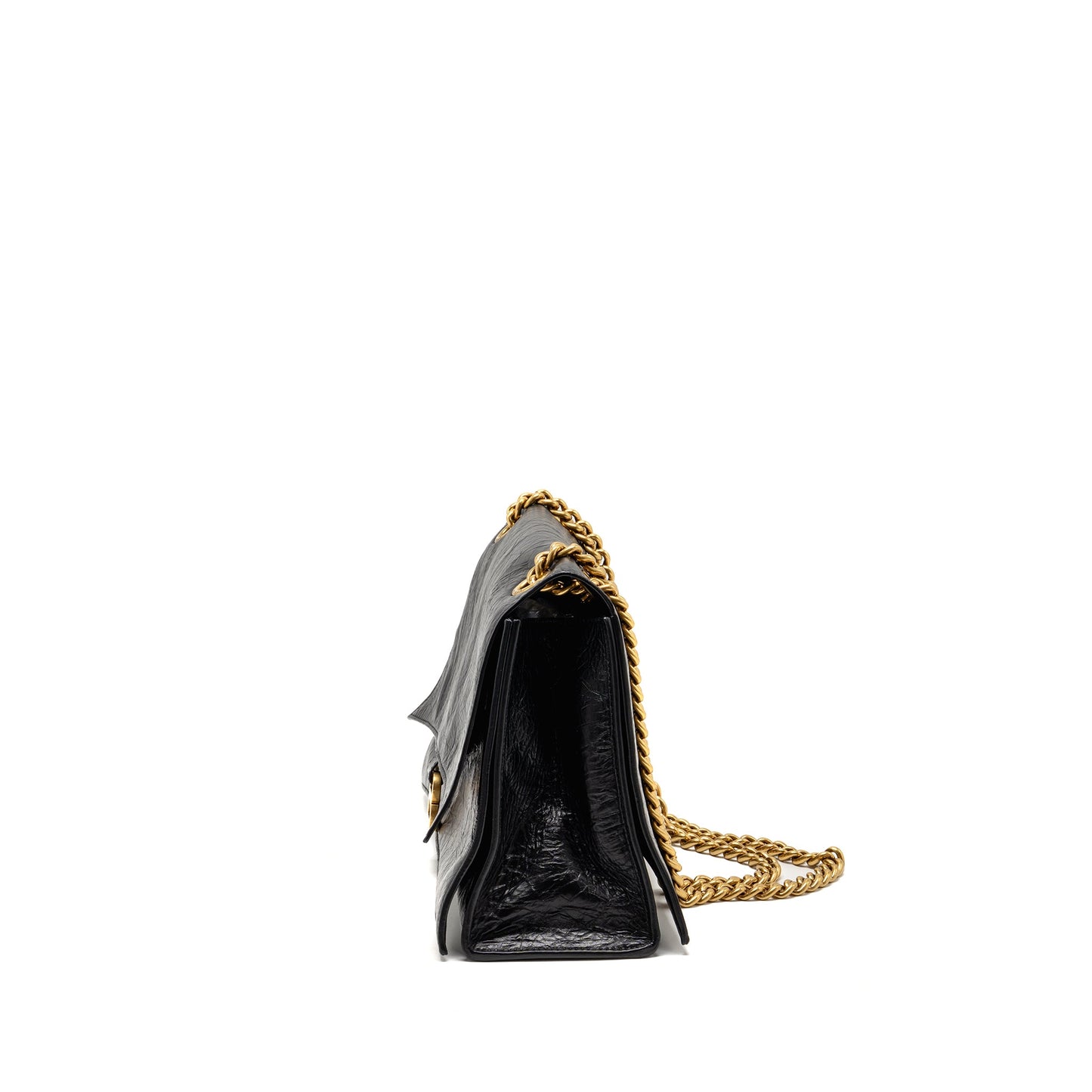 Balenciaga Medium Womenâs Crush Chain Purse Calfskin Black