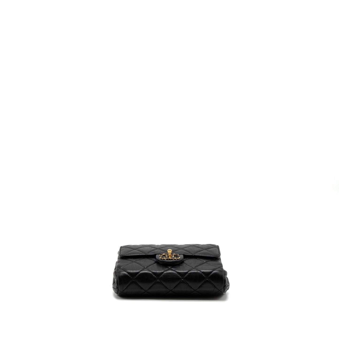 Chanel Quilted Square Flap Bag Goatskin Black Brushed GHW (Microchip)