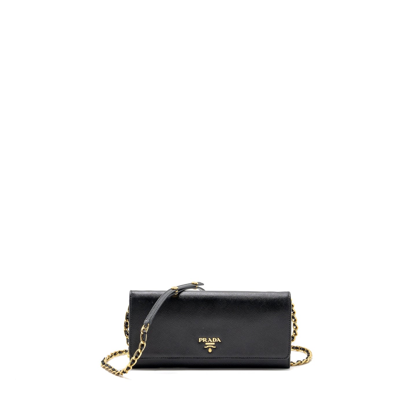 Prada long wallet with chain saffiano black
