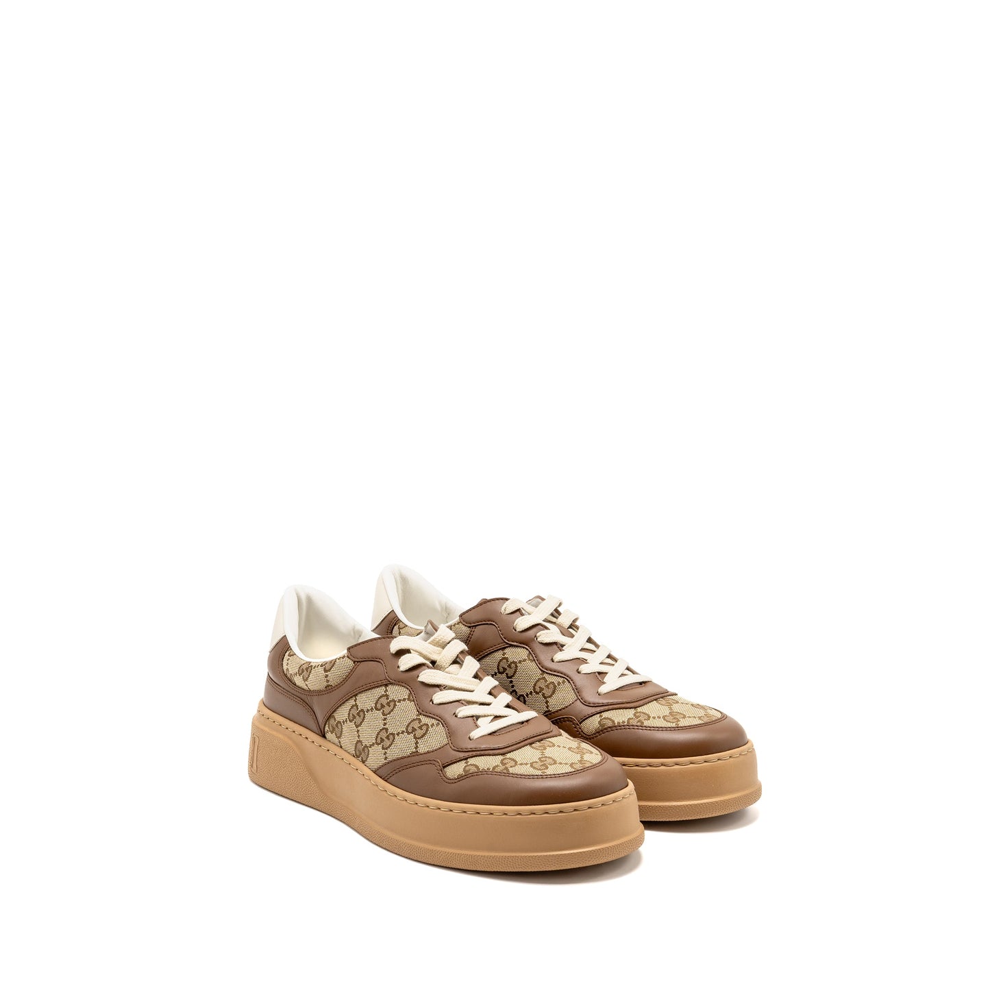 Gucci Size 10.5 Sneaker Supreme Canvas/Leather Brown