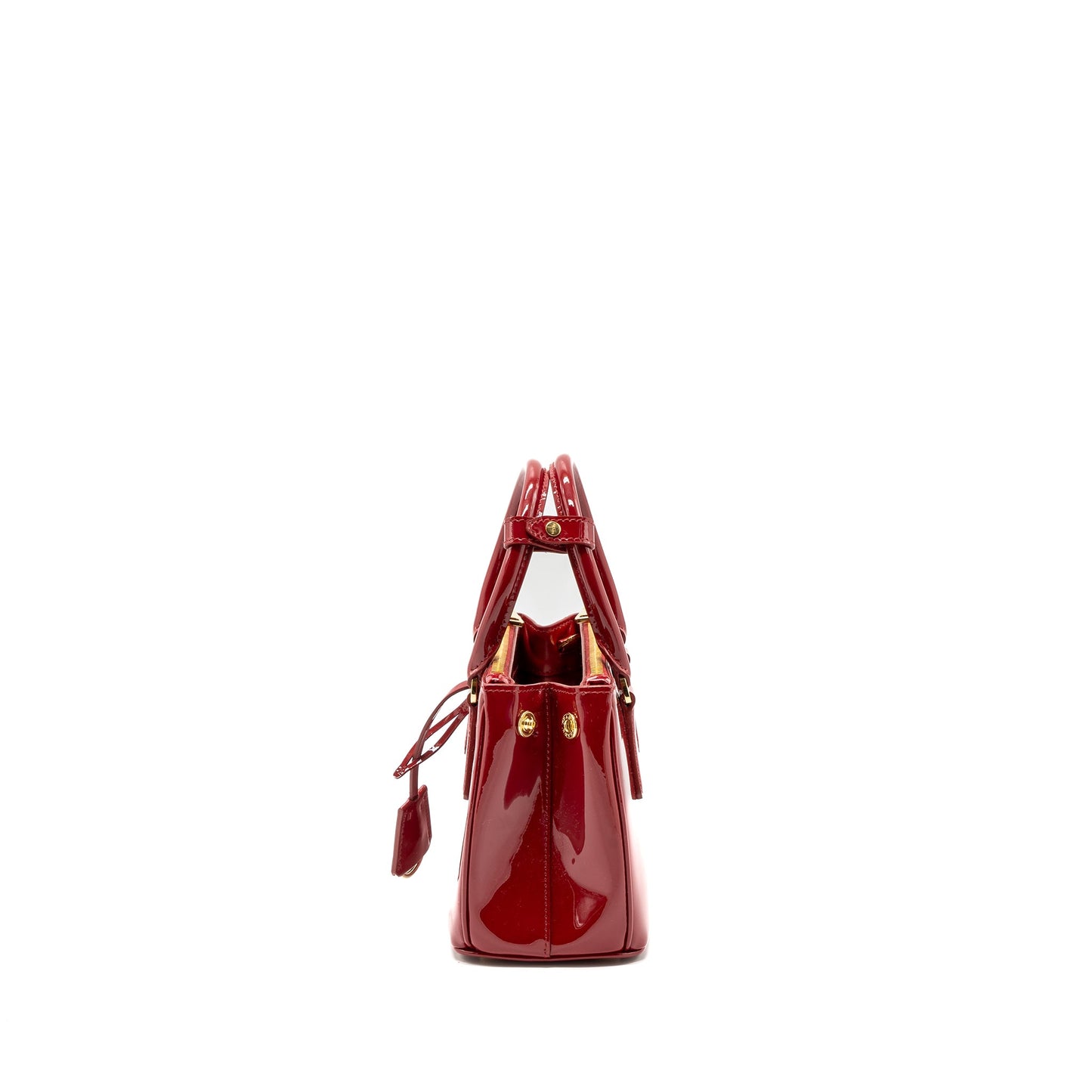 Prada Small Galleria Purse Patent Cherry