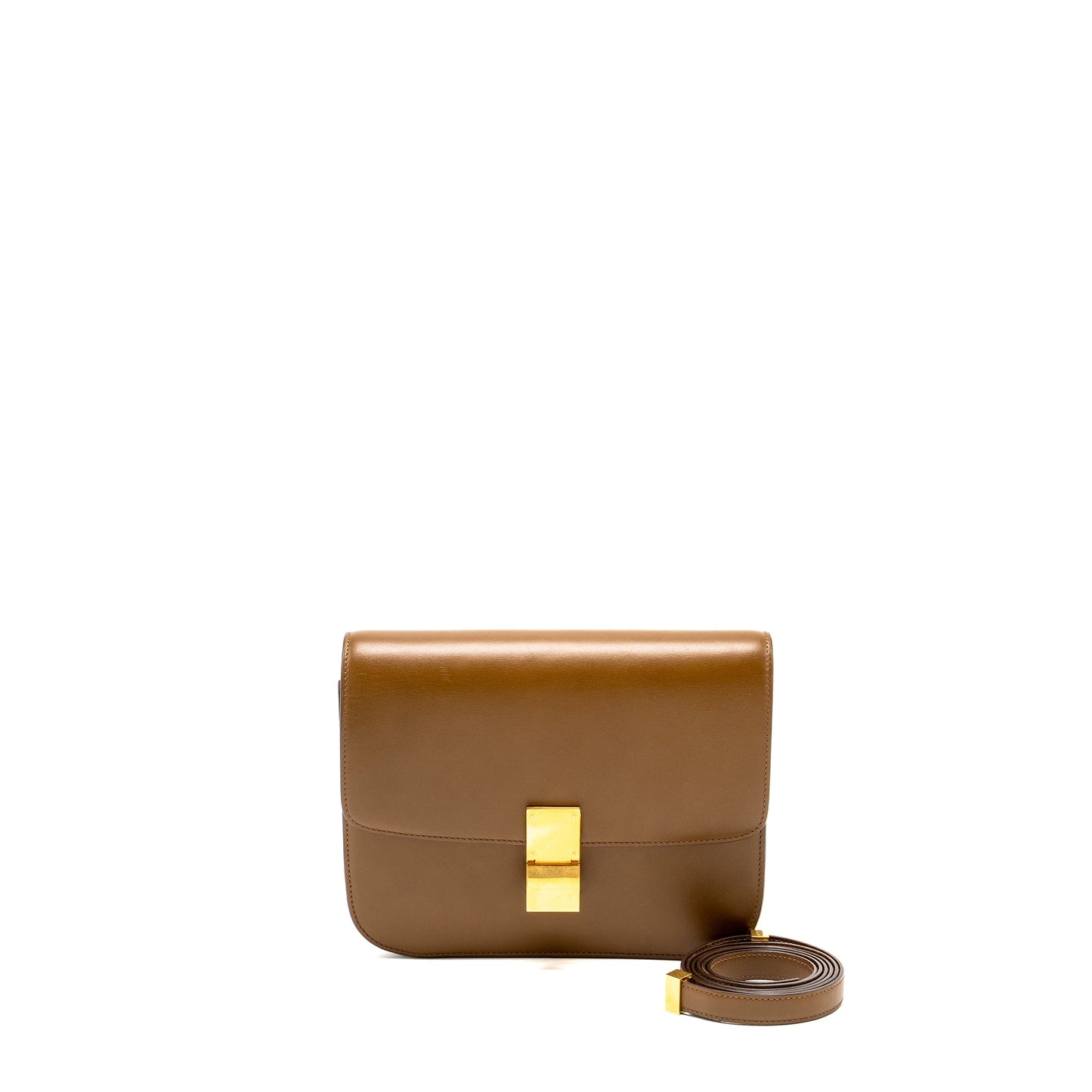Celine Medium Classic Box Purse Calfskin Camel