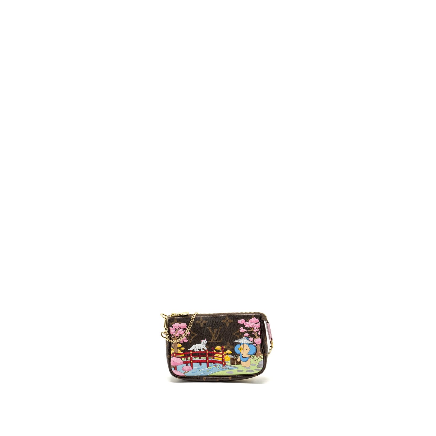 LOUIS VUITTON Mini Pochette Accessories 2021 Christmas Limited Edition Japanese Garden Sakura