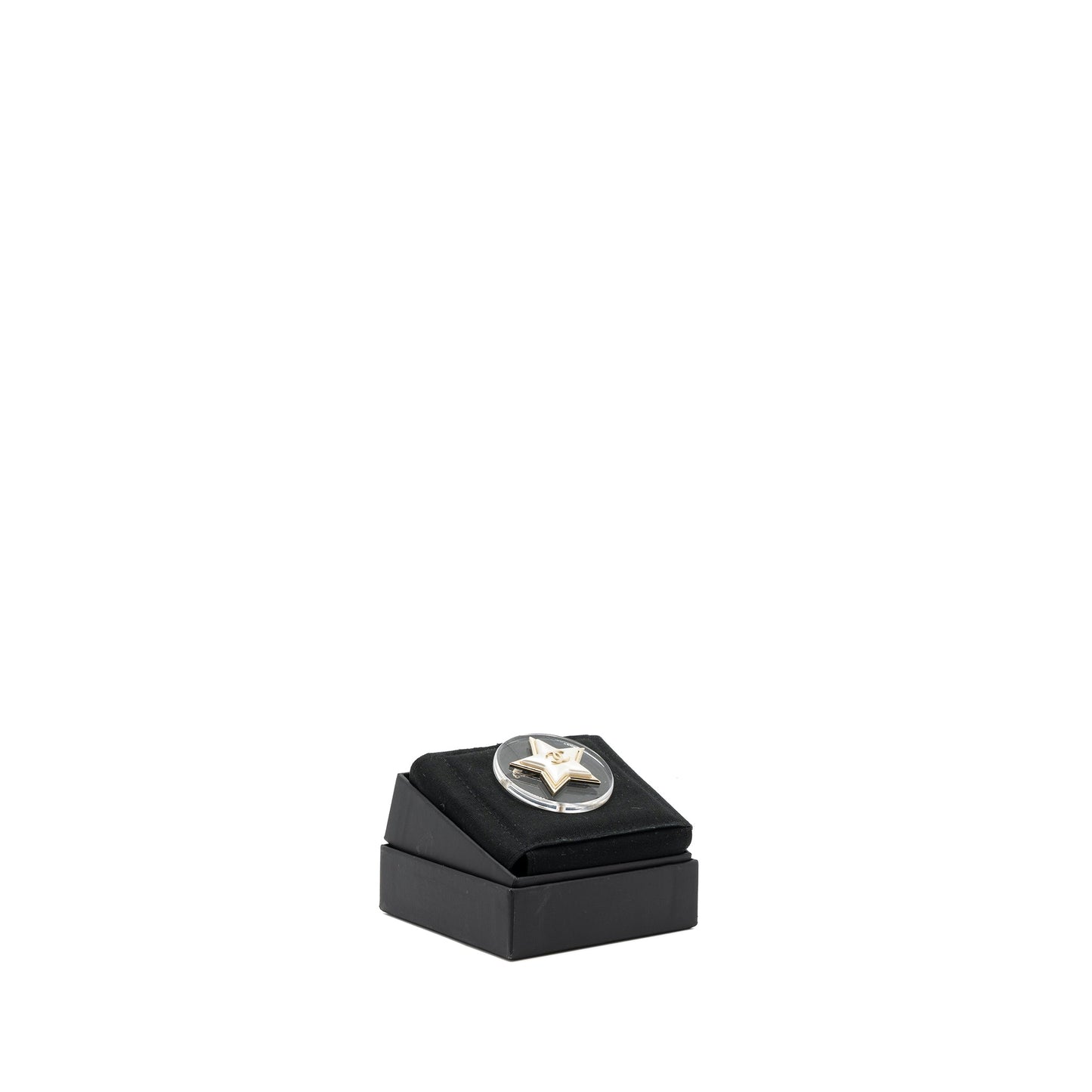 Chanel Star Brooch Crystal Light Gold Tone