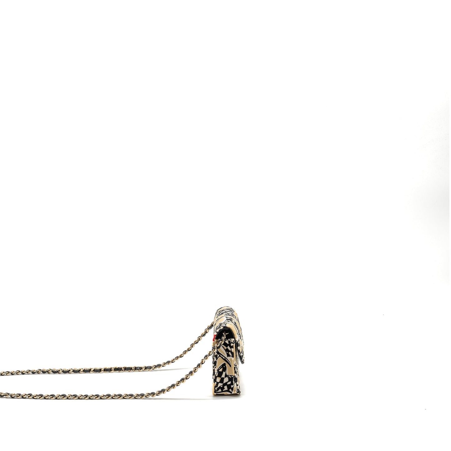 Chanel Mini Flap Clutch with Chain Fabric Beige/Multicolour LGHW(microchip)