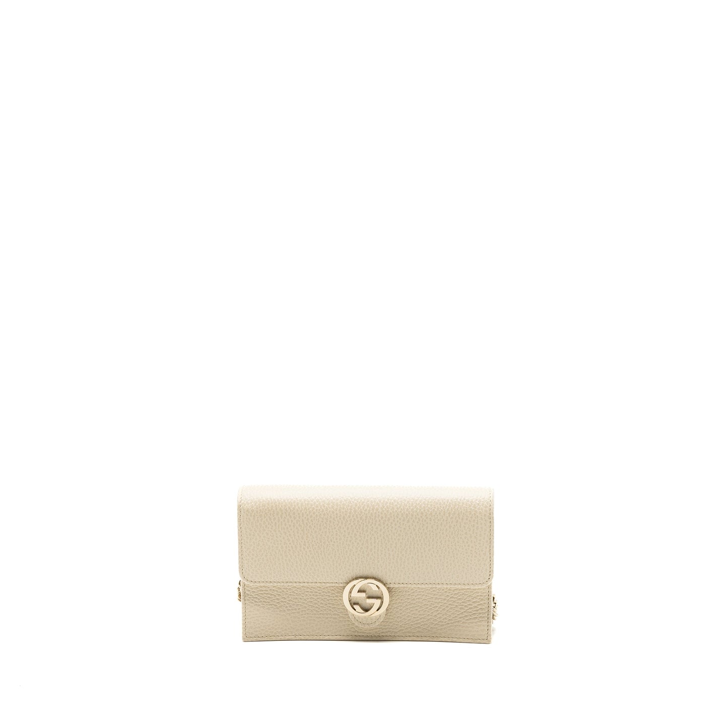 Gucci Interlocking G Crossbody Chain Purse Wallet leather White