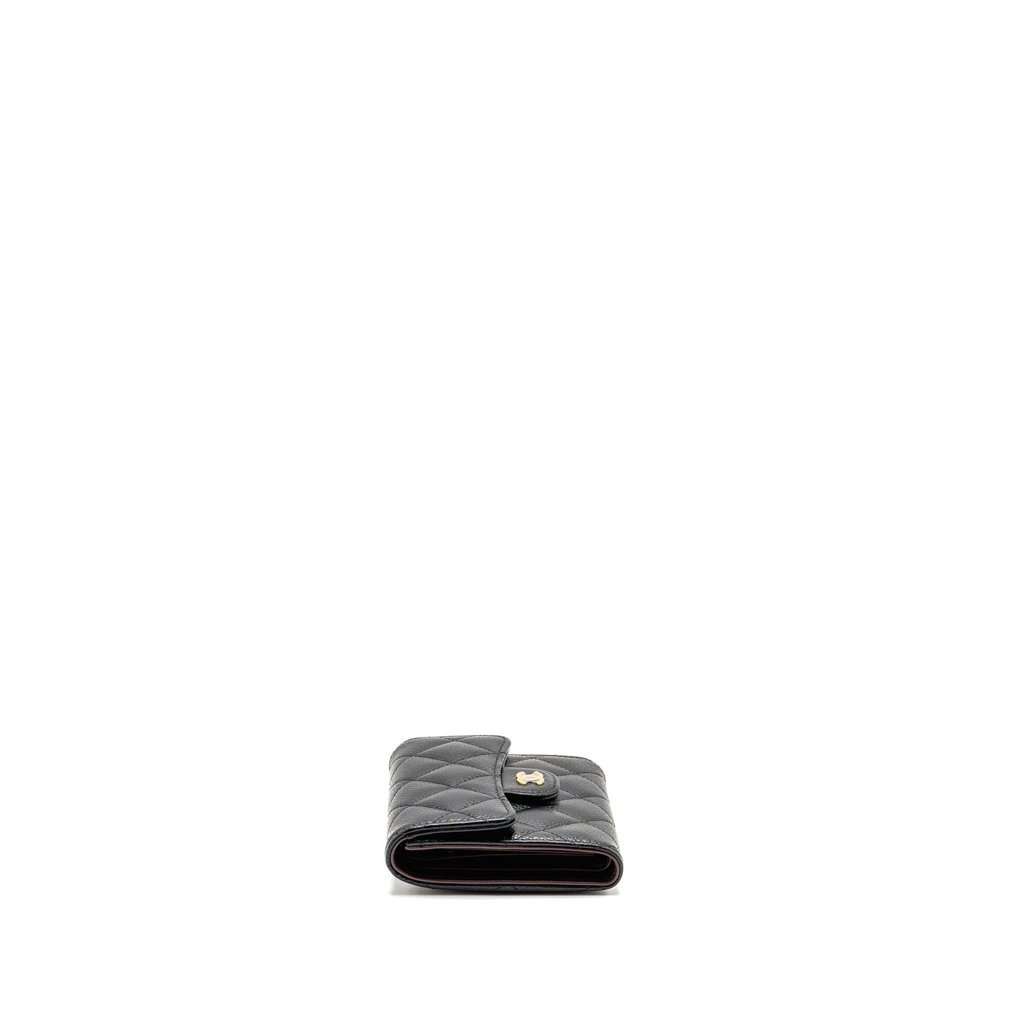 Chanel Small Classic Compact Wallet Caviar Black GHW (Microchip)