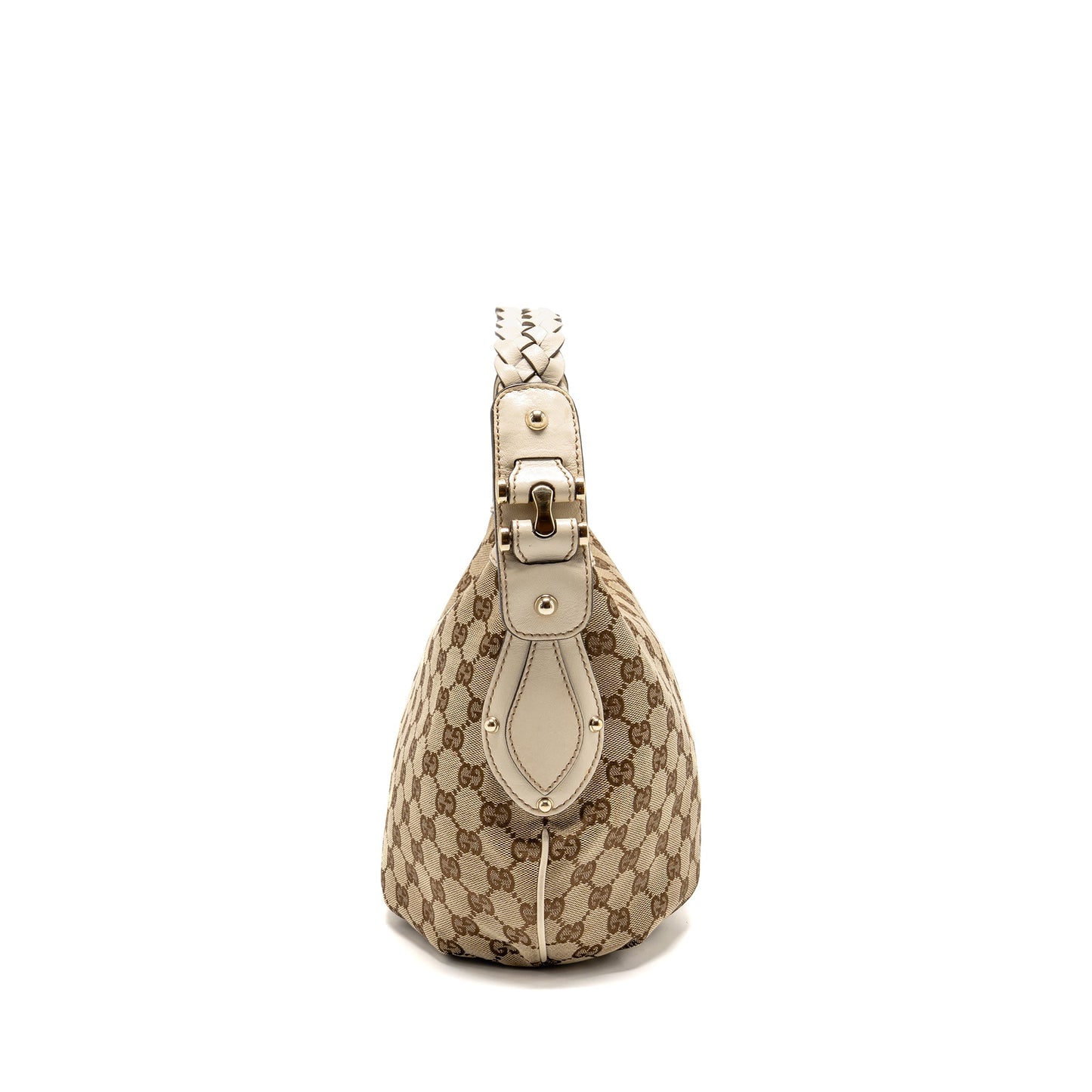 Gucci Pelham Hobo Purse Canvas / Leather Beige/White