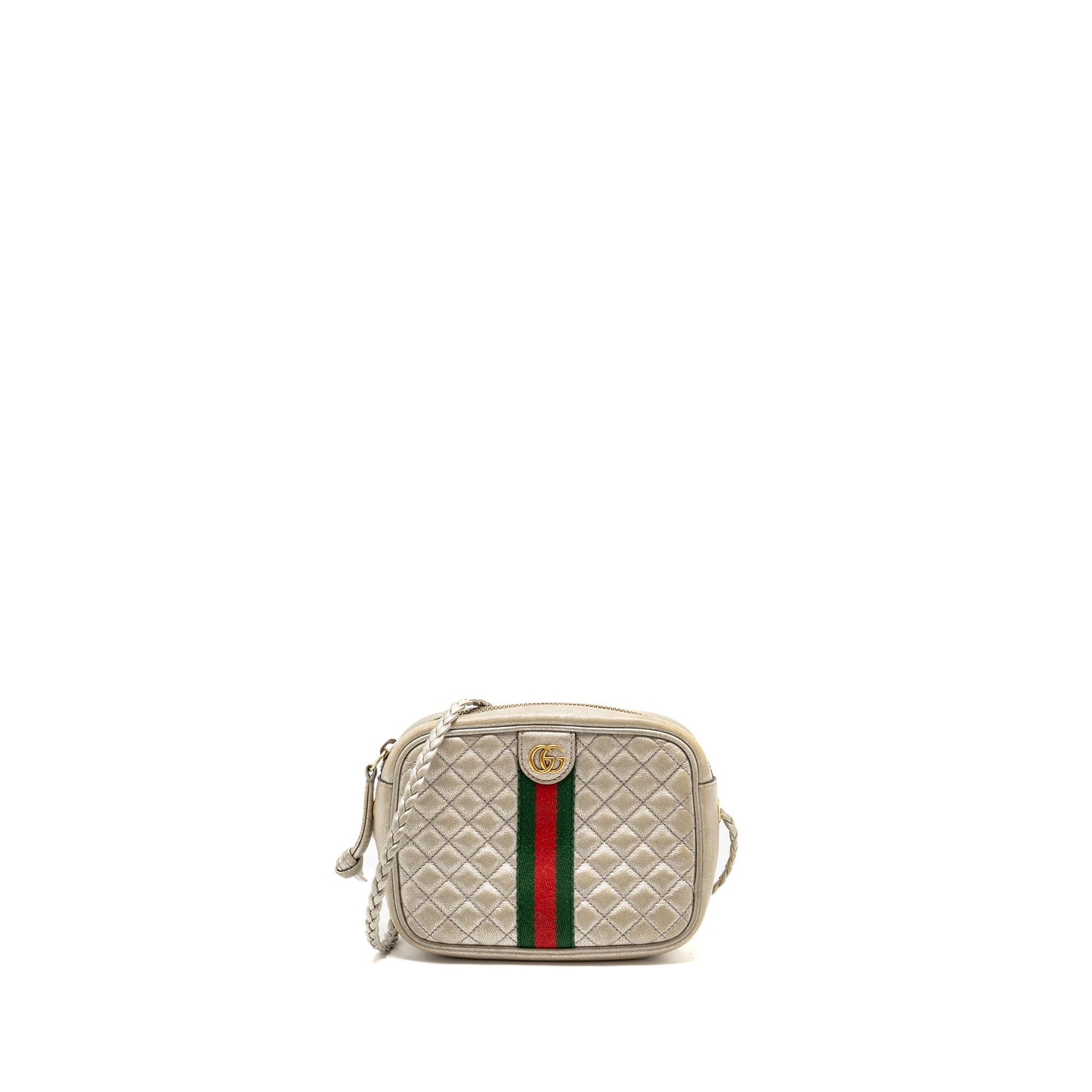 Gucci Ophidia Crossbody Purse Calfskin Metallic Silver